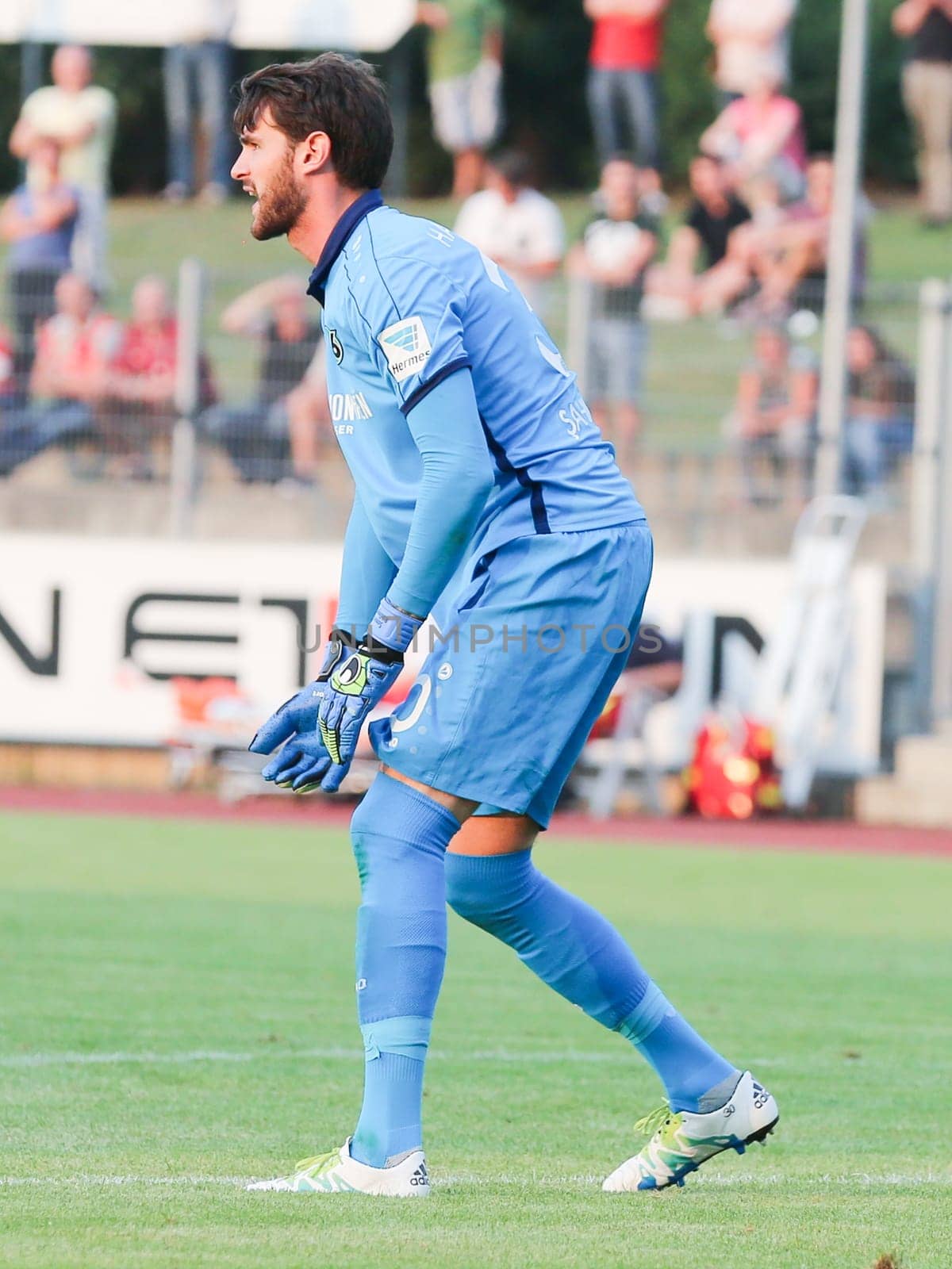 Goalkeeper Samuel Sahin-Radlinger (-30- Hannover 96 2.Bundesliga season 2016-17 ) at the friendly match FC Erzgebirge Aue - Hannover 96 on 27.7.2016 in the Friedensstadion Halberstadt