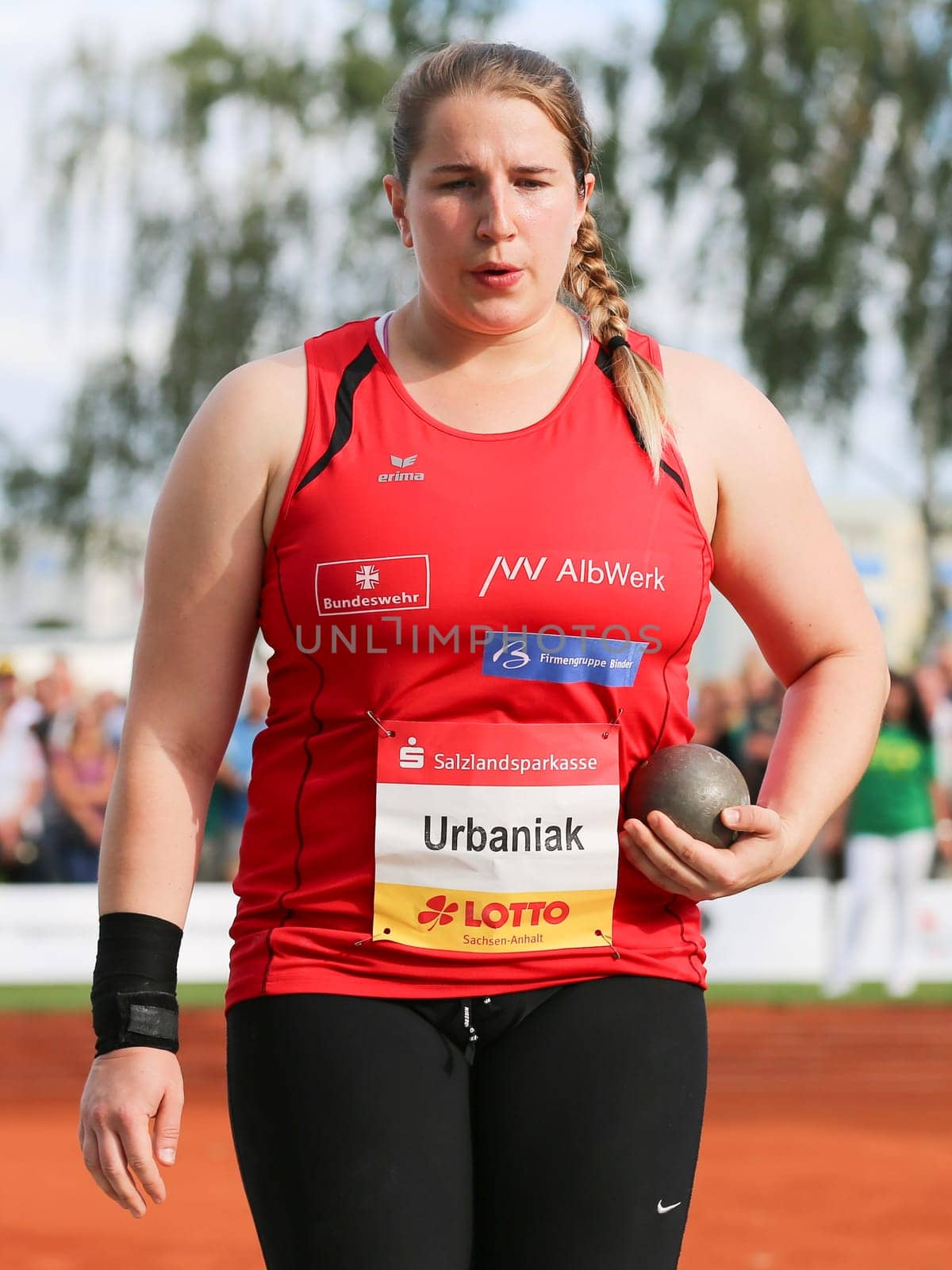 German shot putter Lena Urbaniak (LG Filstal) at the Schönebecker SoleCup 2016 in Schönebeck/Elbe