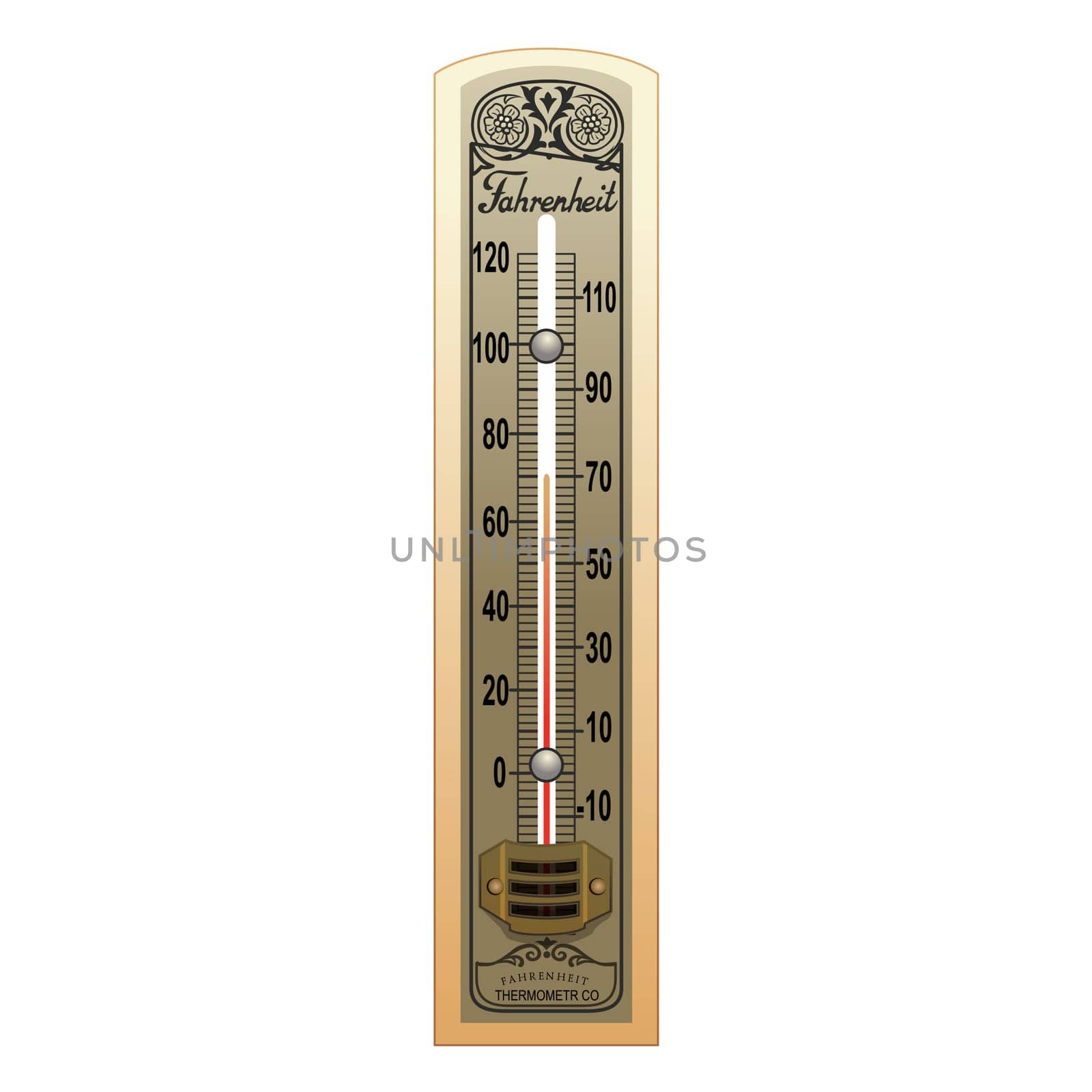 Old thermometer illustration on a white background