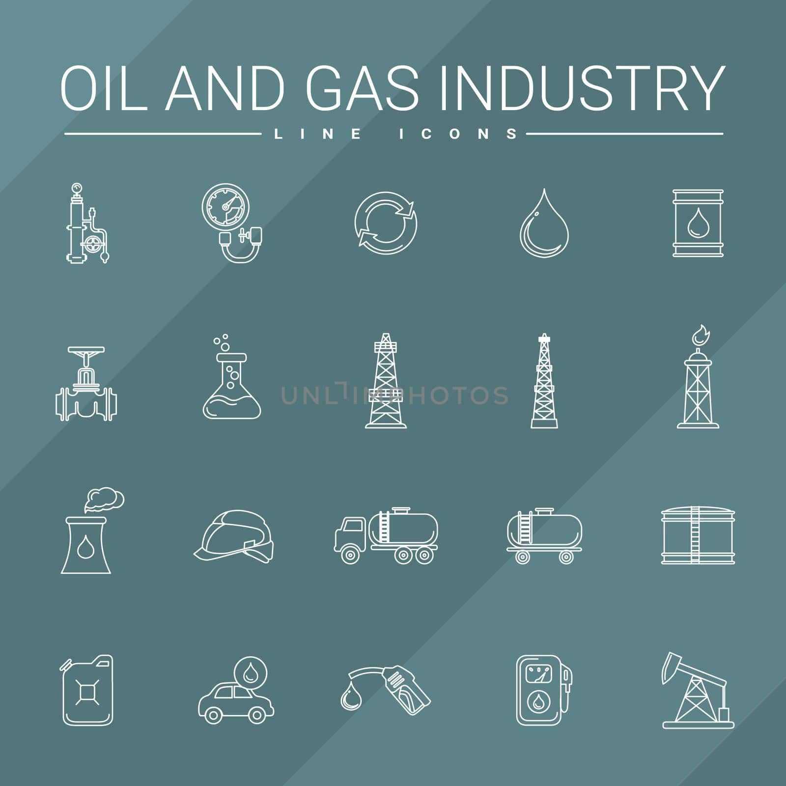 Oil and gas industry line icons set.