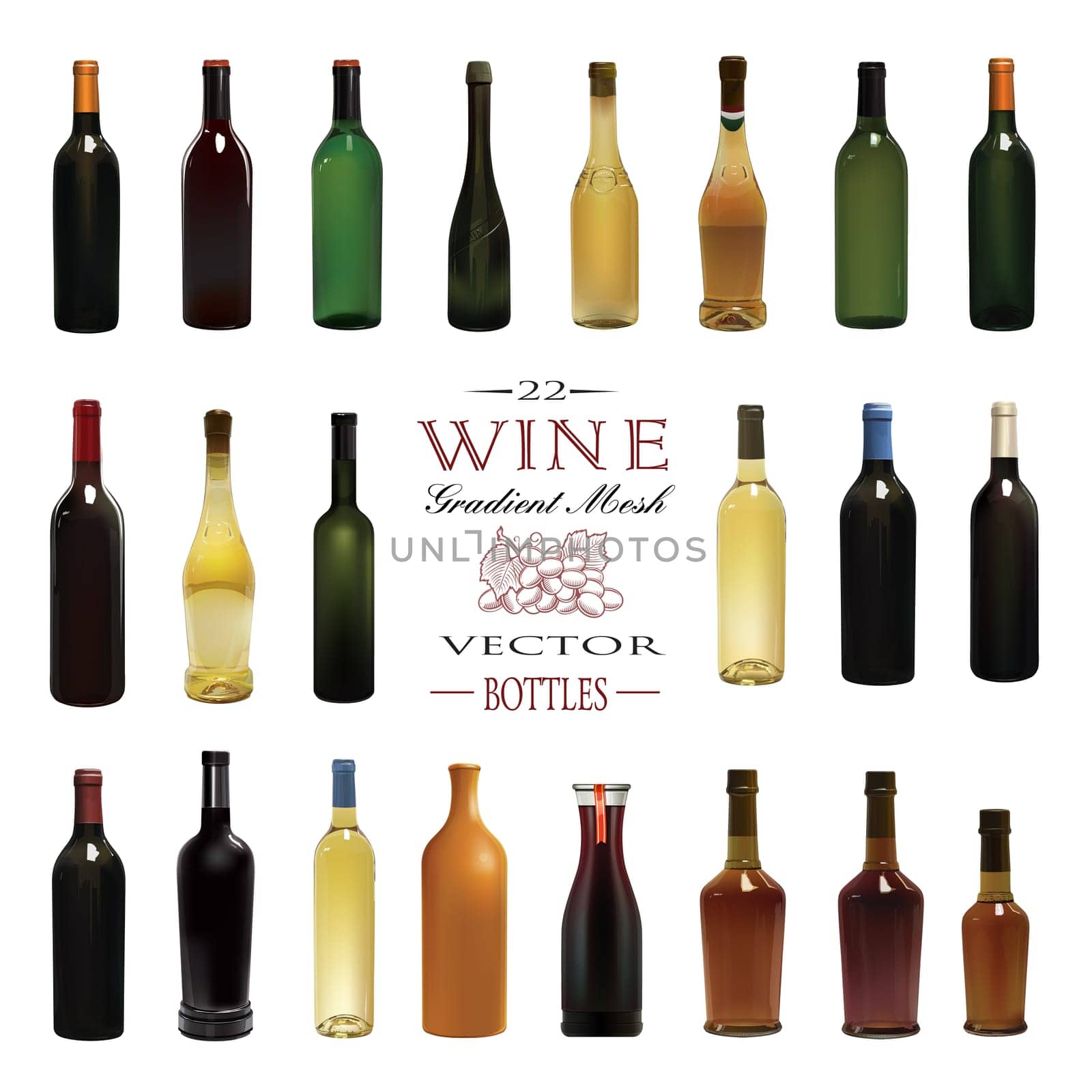 22 different bottles of wine.