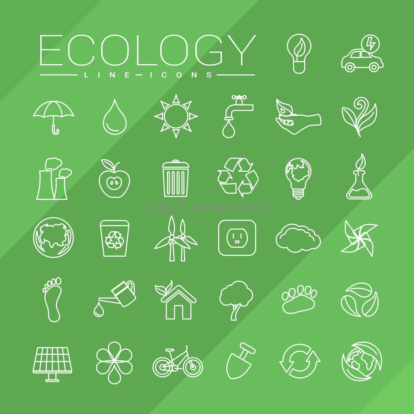 Ecology concept line style vector icons set.