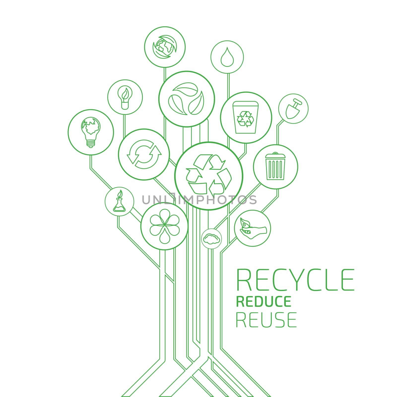 Ecology infographic elements and icons tree. Recycle, Reduce, Reuse