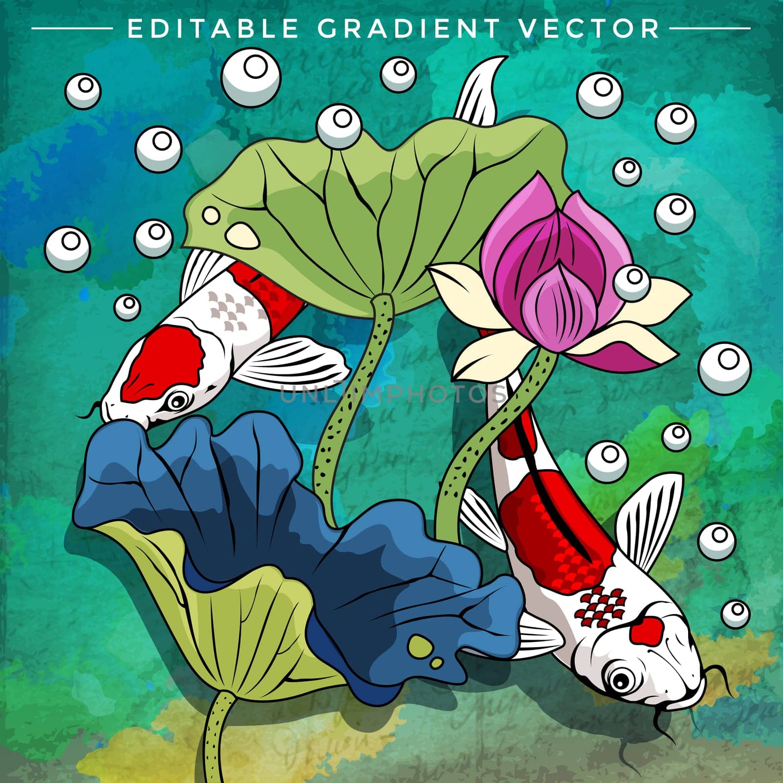 Fishes in aquarium. Bright colorful vector illustration.