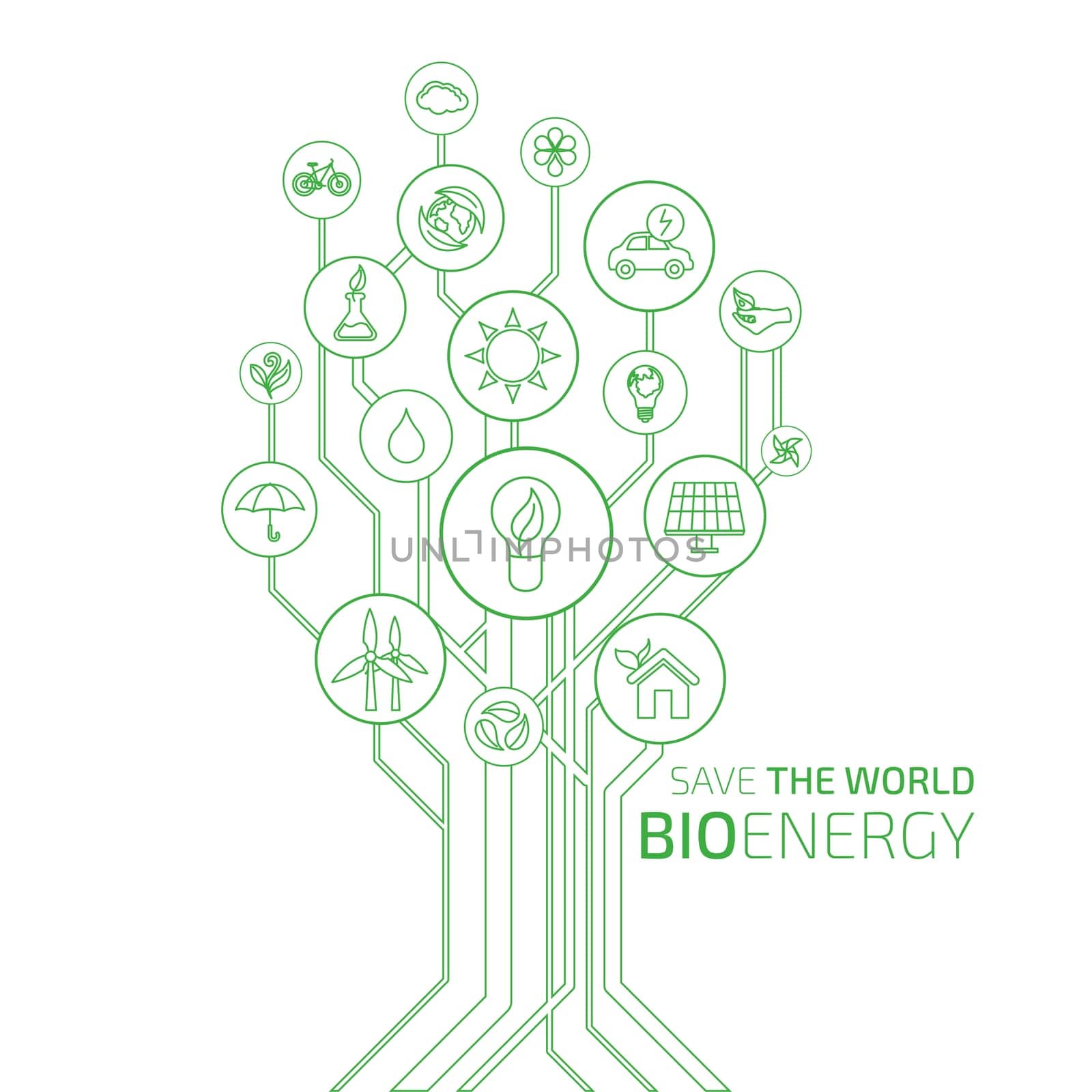 Ecology infographic elements and icons tree. Bio Energy