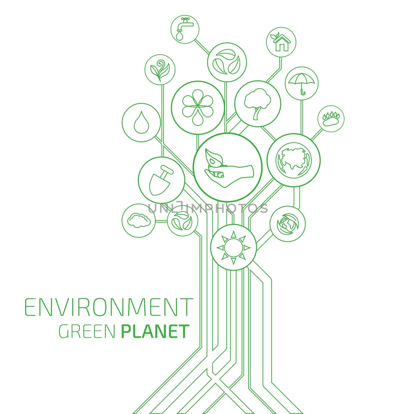 Ecology infographic elements and icons tree. Environment, Green Planet
