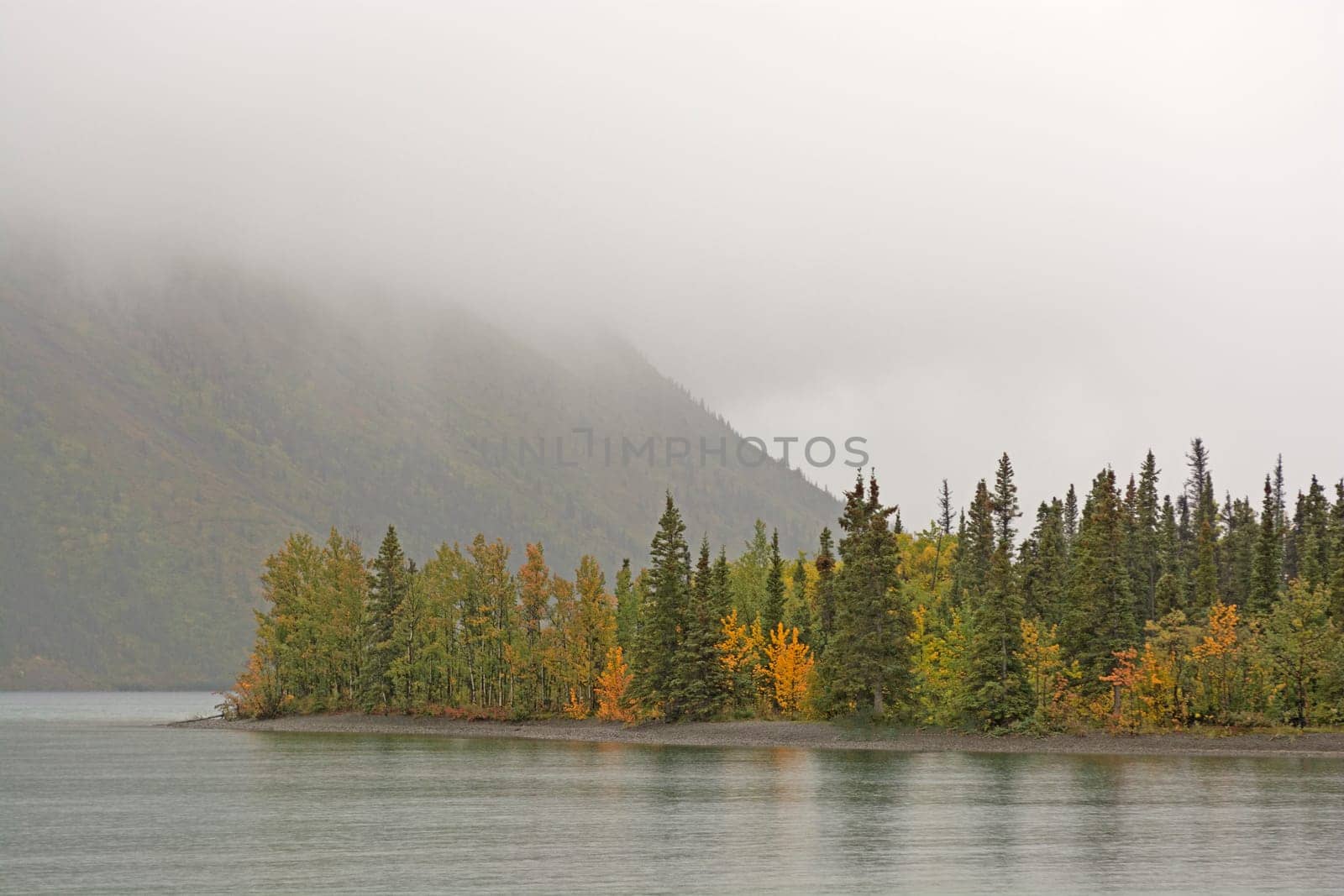 Fog and Fall in Kathleen Lake in Kluane National Park in the Yukon Territory
