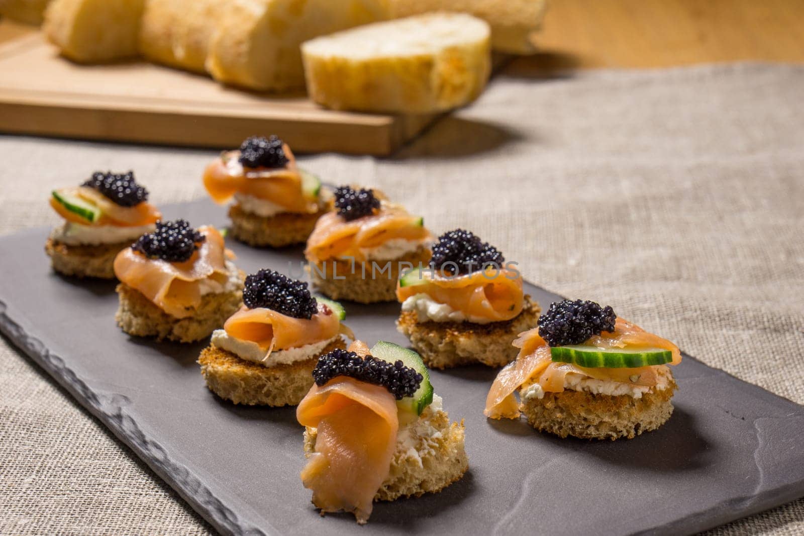 Smoked Salmon Appetizer with Cream Cheese and Caviar
