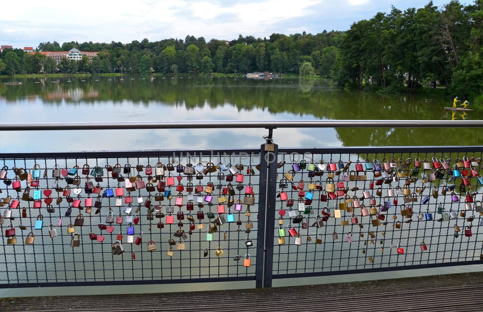 Love locks at the Burgsee in Bad Salzungen