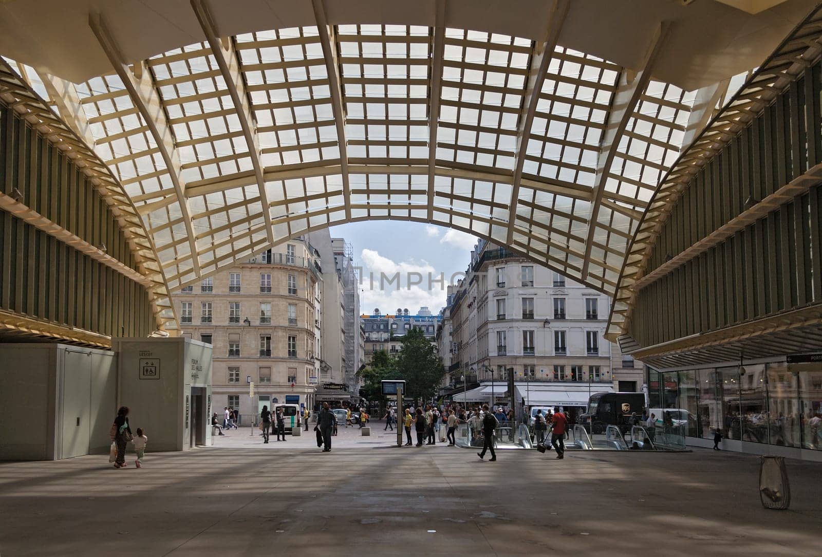 entrance and canopy forum les halles in paris, france