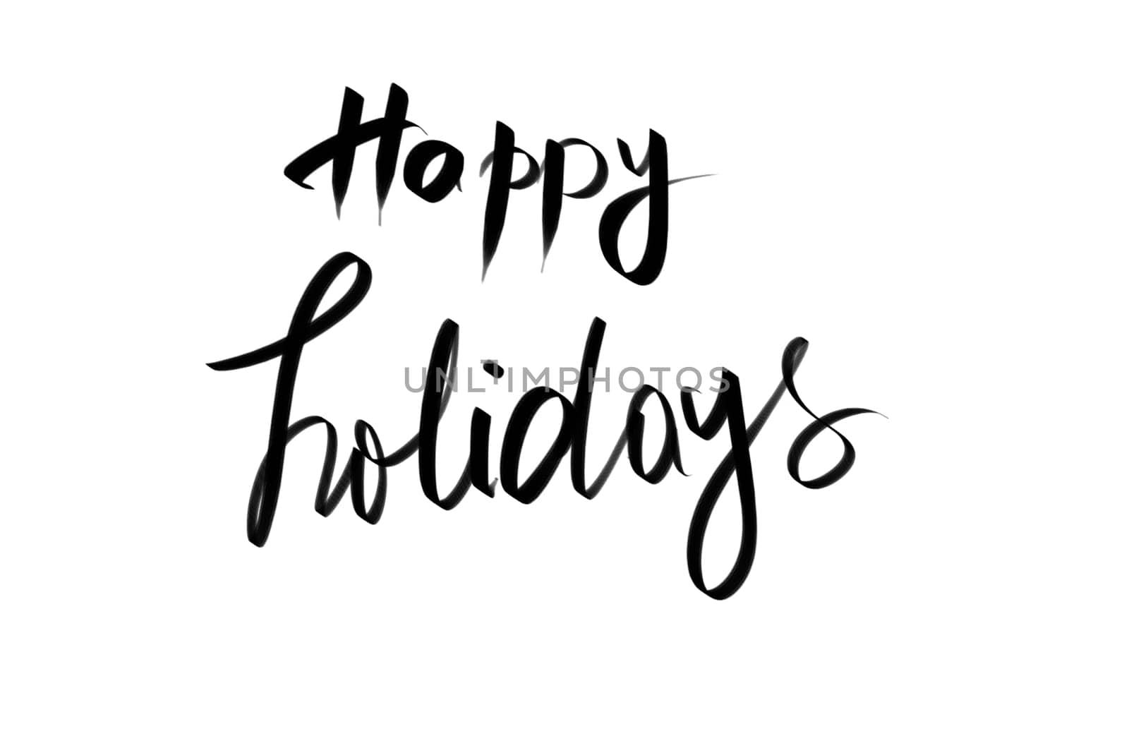 Happy Holidays Greeting. Authentic hand writing isolated over white background as graphic resource.