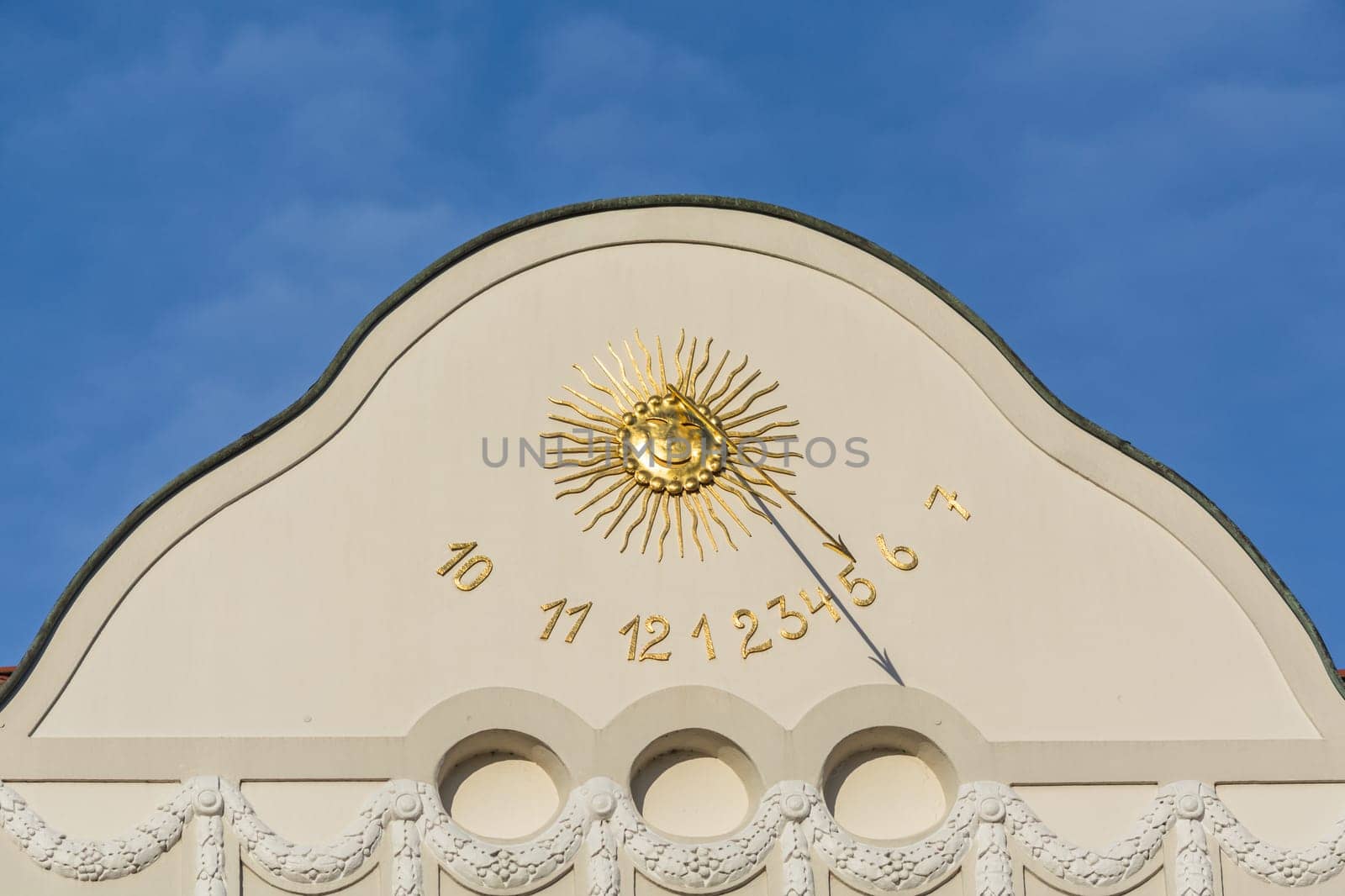 Sundial,solar clock in Essen-Kettwig on a house façade..