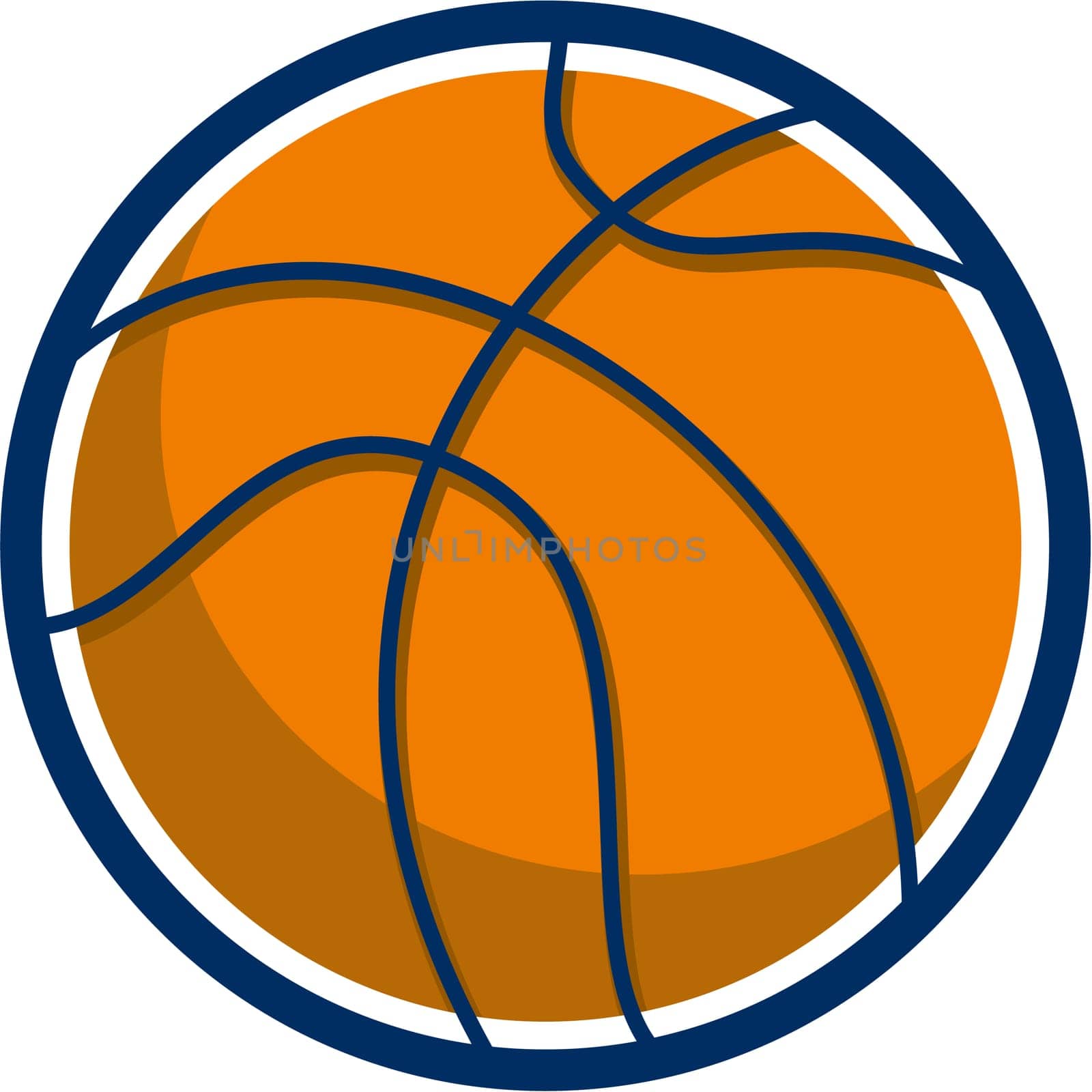 Illustration of a basketball ball on isolated white background done in retro style.