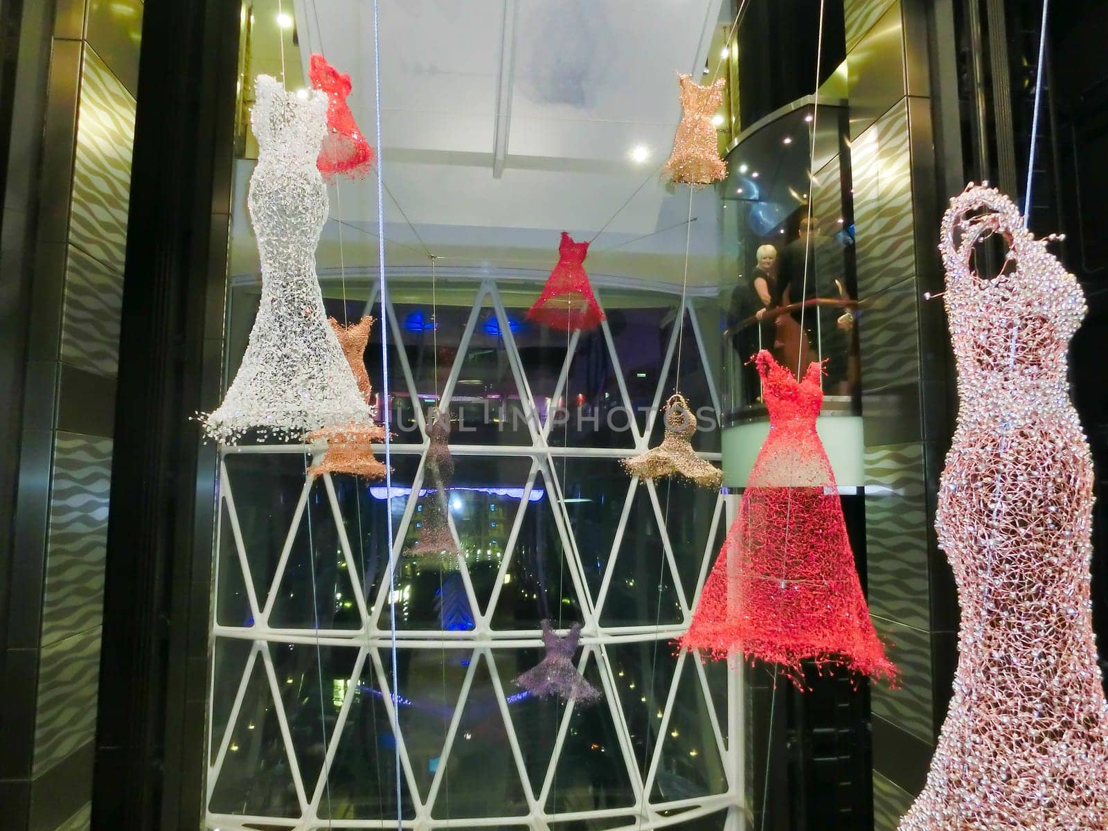 Barselona, Spaine - September 07, 2015: The cruise ship Allure of the Seas, The Royal Caribbean International. The the interior of the elevator inside the ship