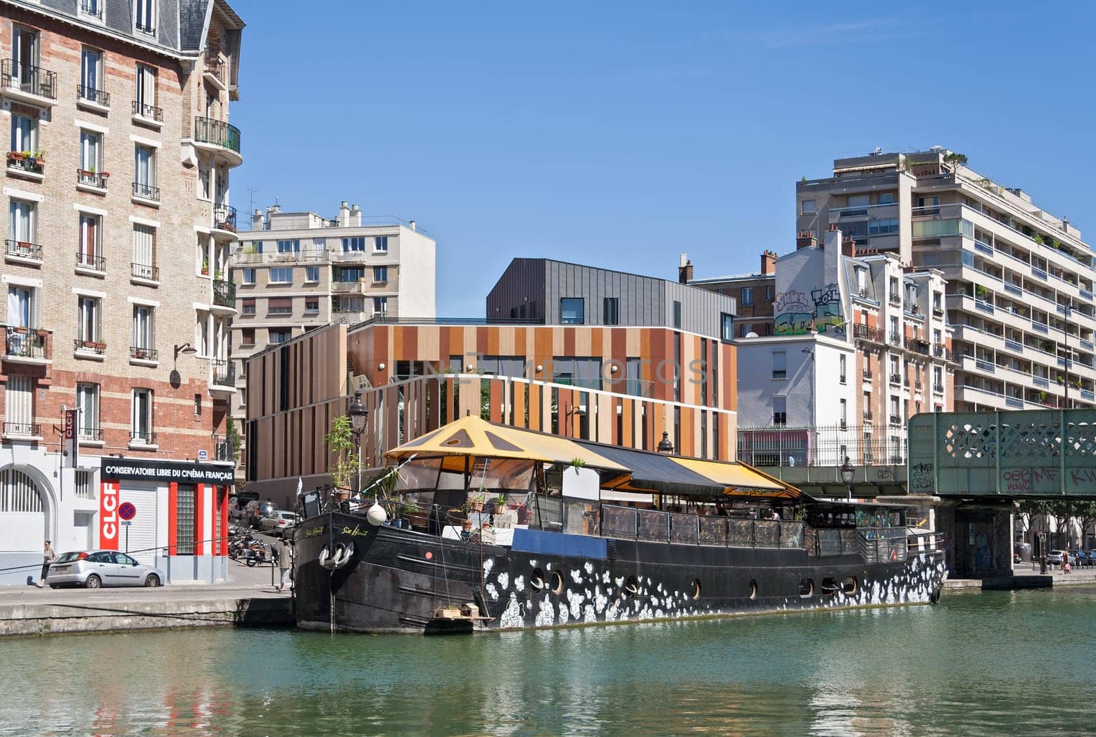 restaurant ship on the Saint Martin canal in Paris France