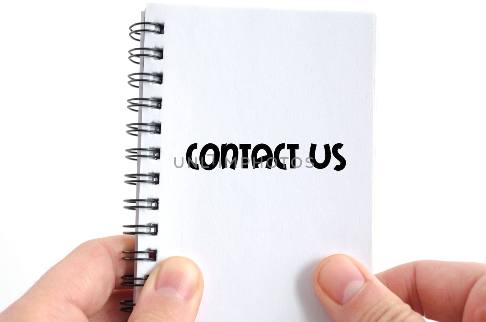 Contact us text concept isolated over white background