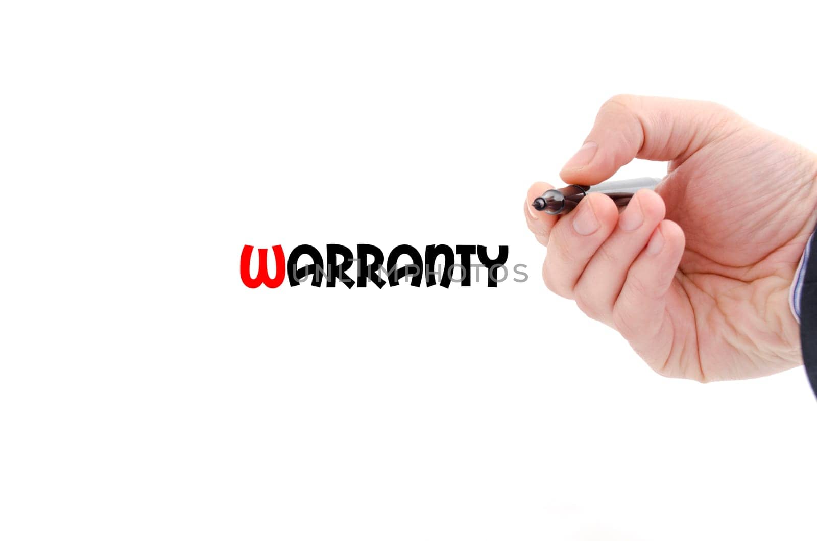 Warranty text concept isolated over white background