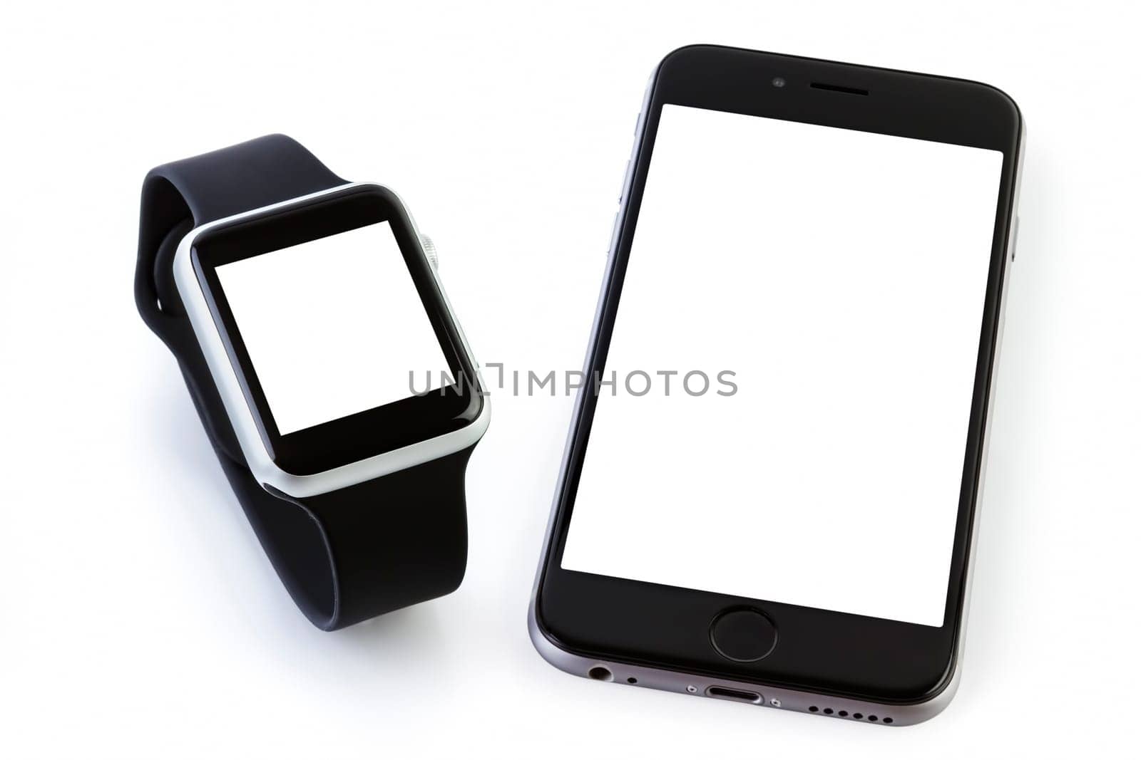 Smart watch sport with SmatPhone on white background