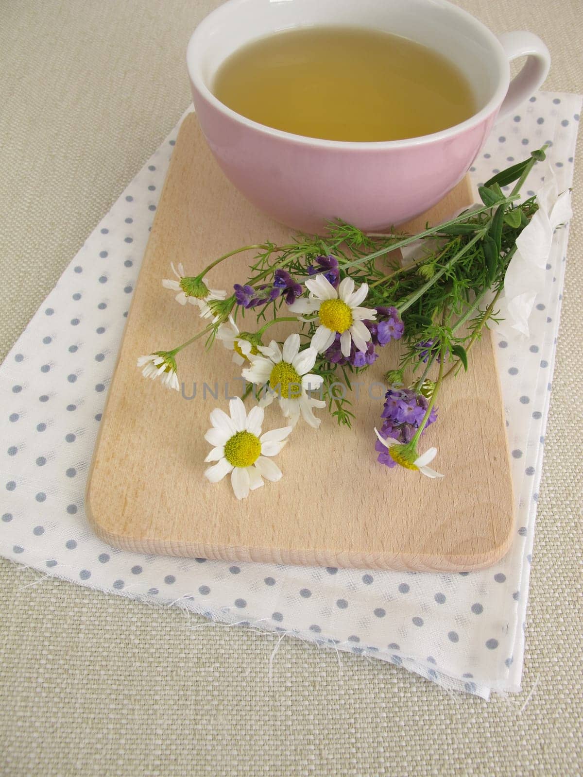 Herbal tea with chamomile and lavender