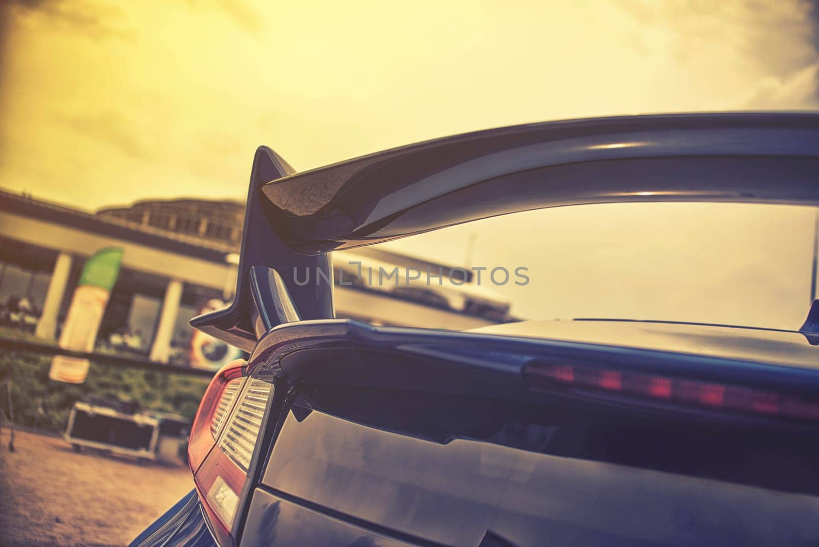 close up on sports car spioler