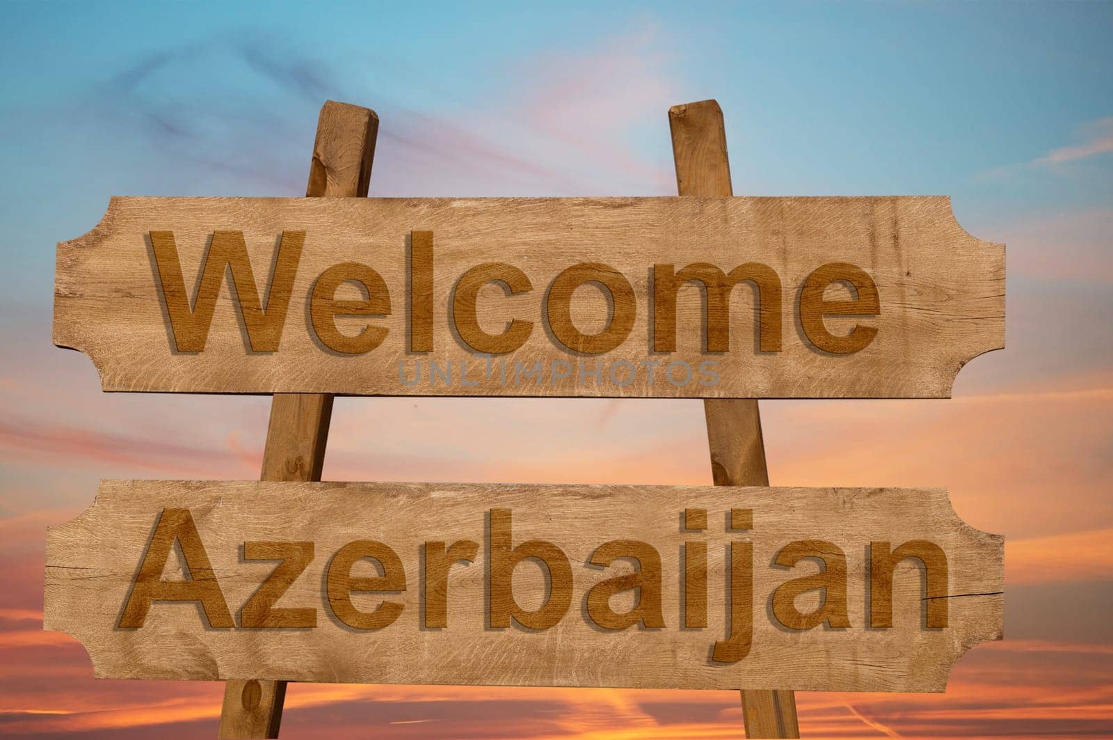 welcome to azerbaijan sing on wood background