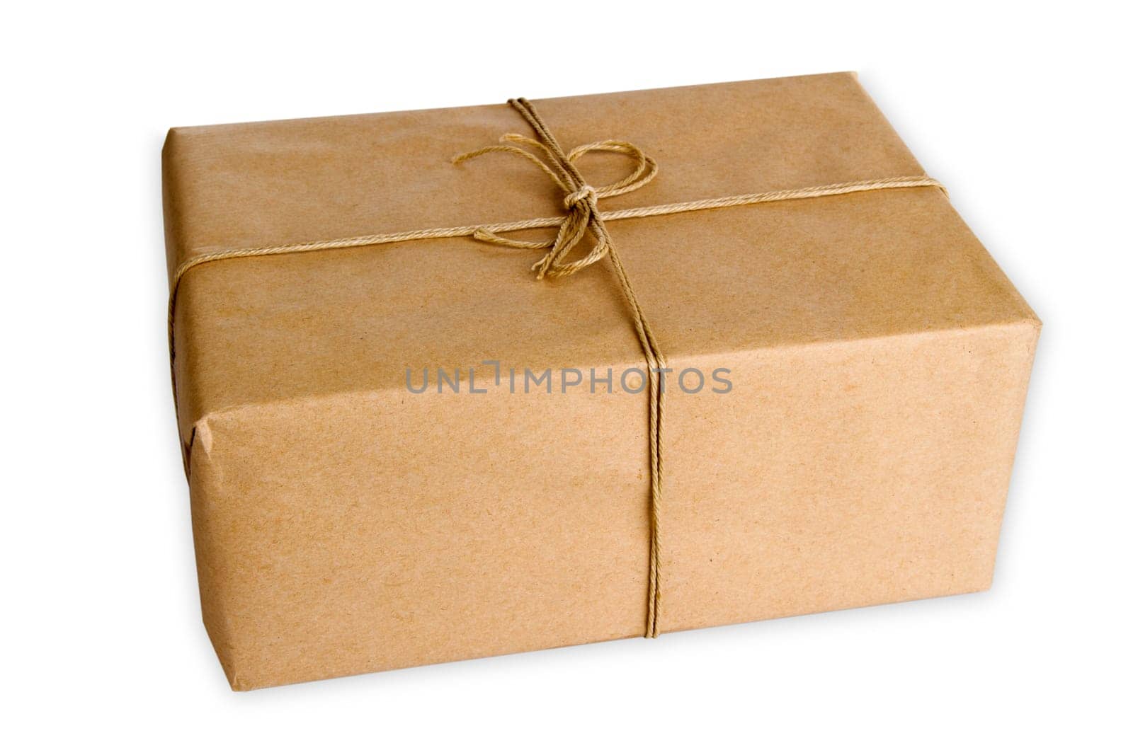Brown package cropped on white background