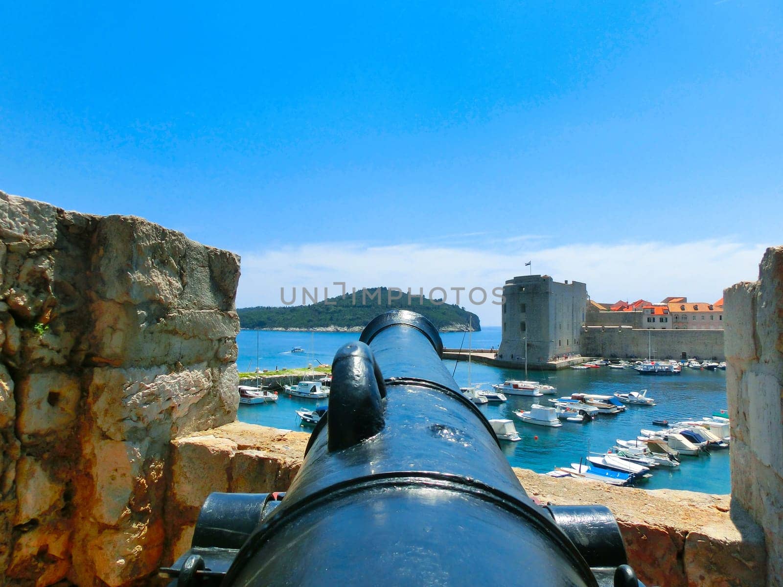 Old canon on Fort Lovrijenac or St. Lawrence Fortress, Dubrovnik, Croatia