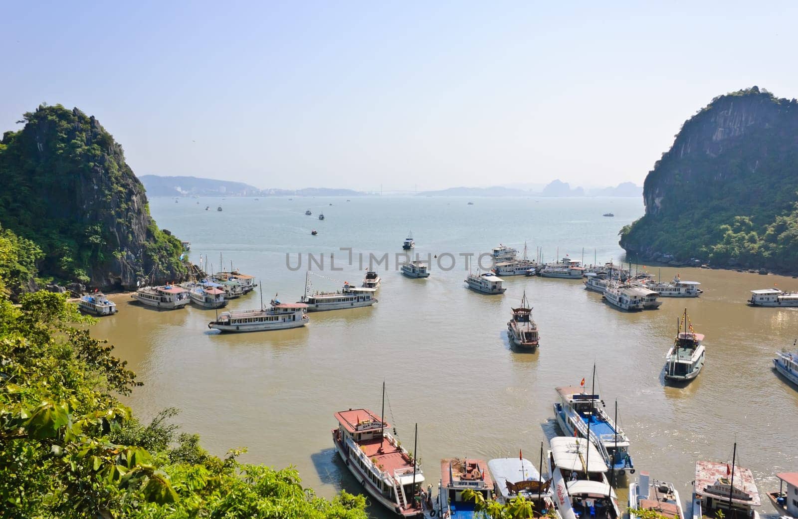 Tourist boats in Halong bay, Vietnam