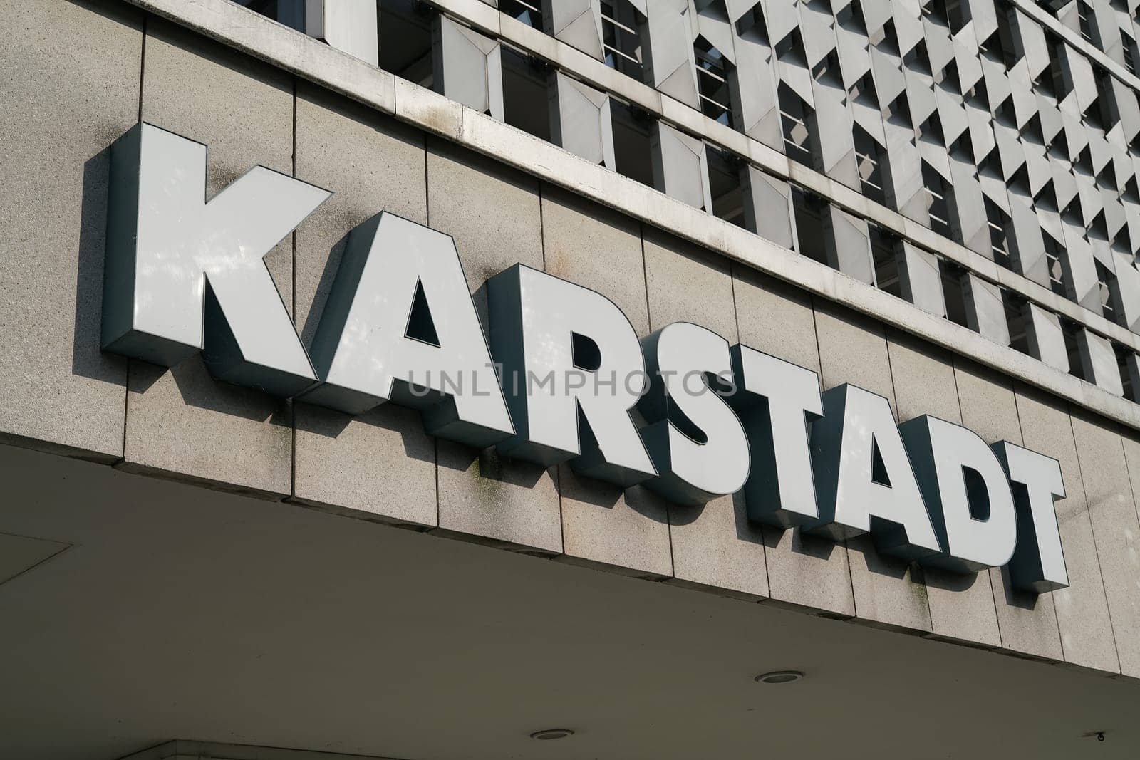 Neon sign of a Karstadt branch in Magdeburg
