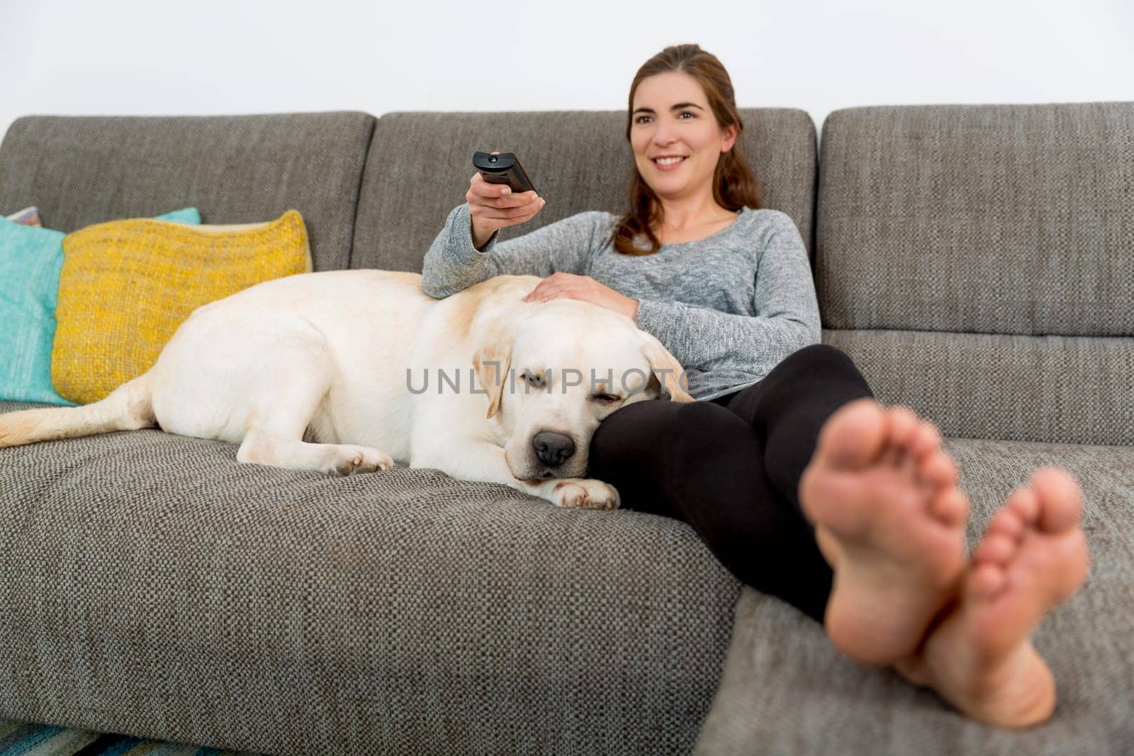 Beautiful woman at home with her best friends