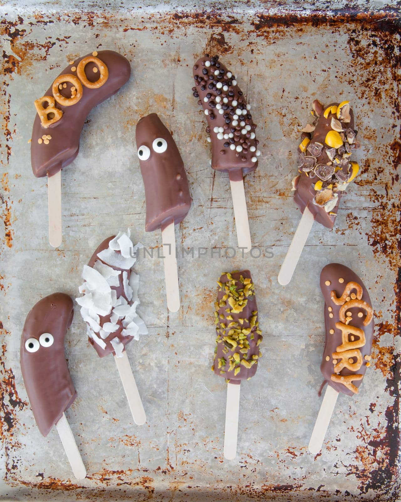 Chocolate bananas with nudes and Halloween décor