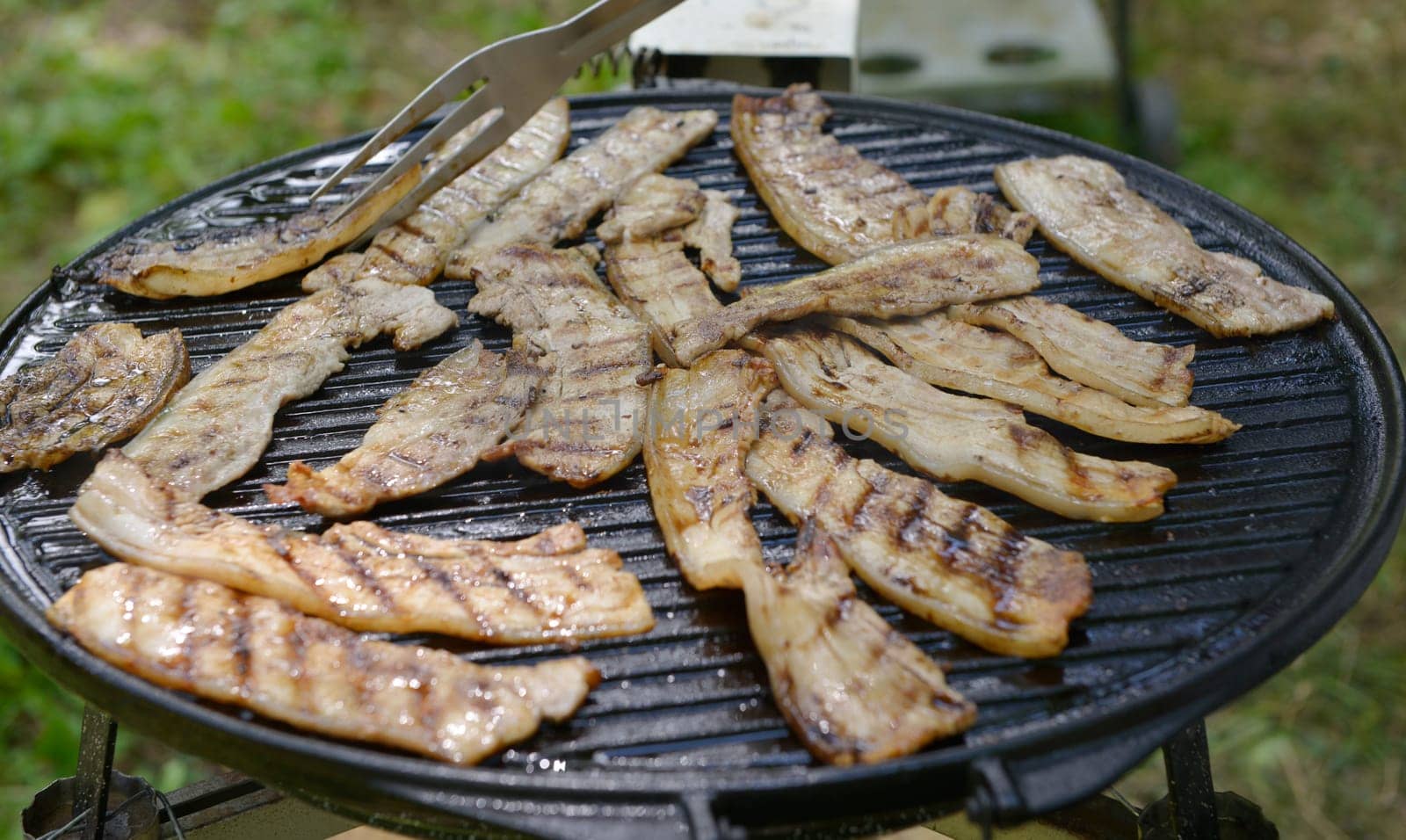 different grilled meat on the barbecue