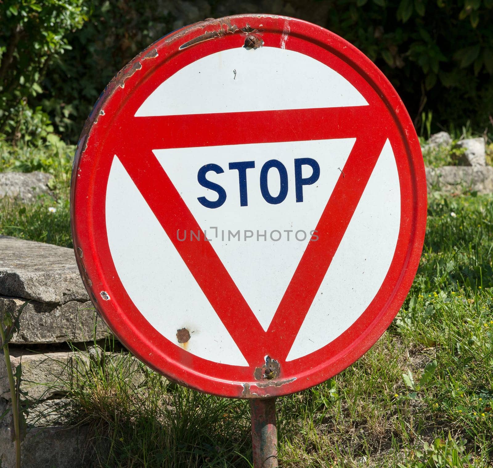 a vintage stop sign