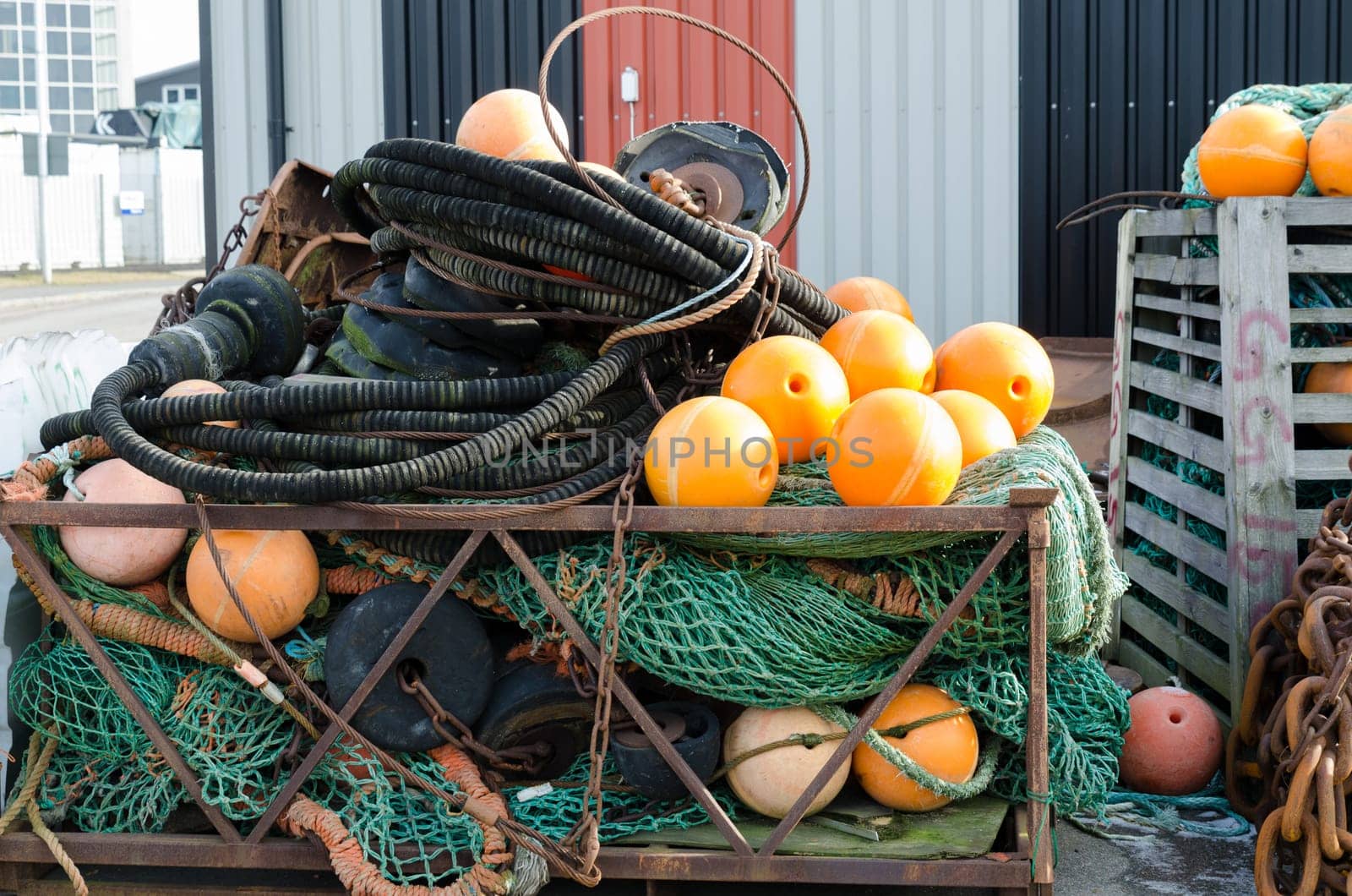 Fishing net with orange float this is made for big boat