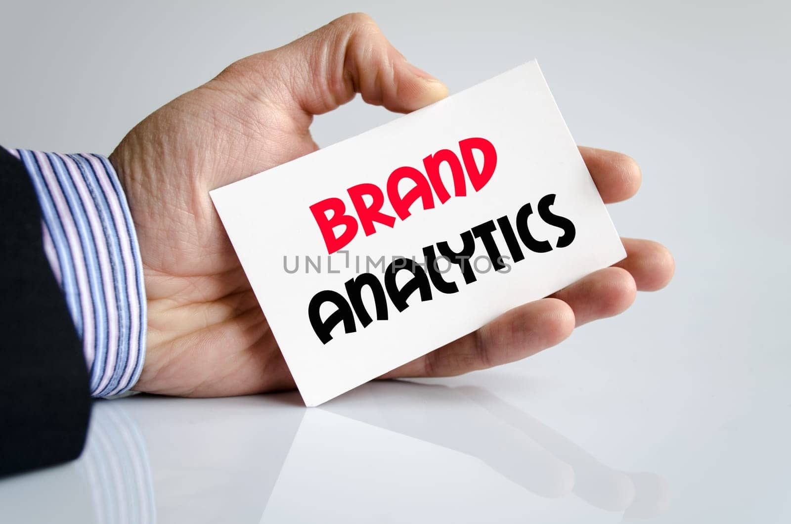 Brand analytics text concept isolated over white background