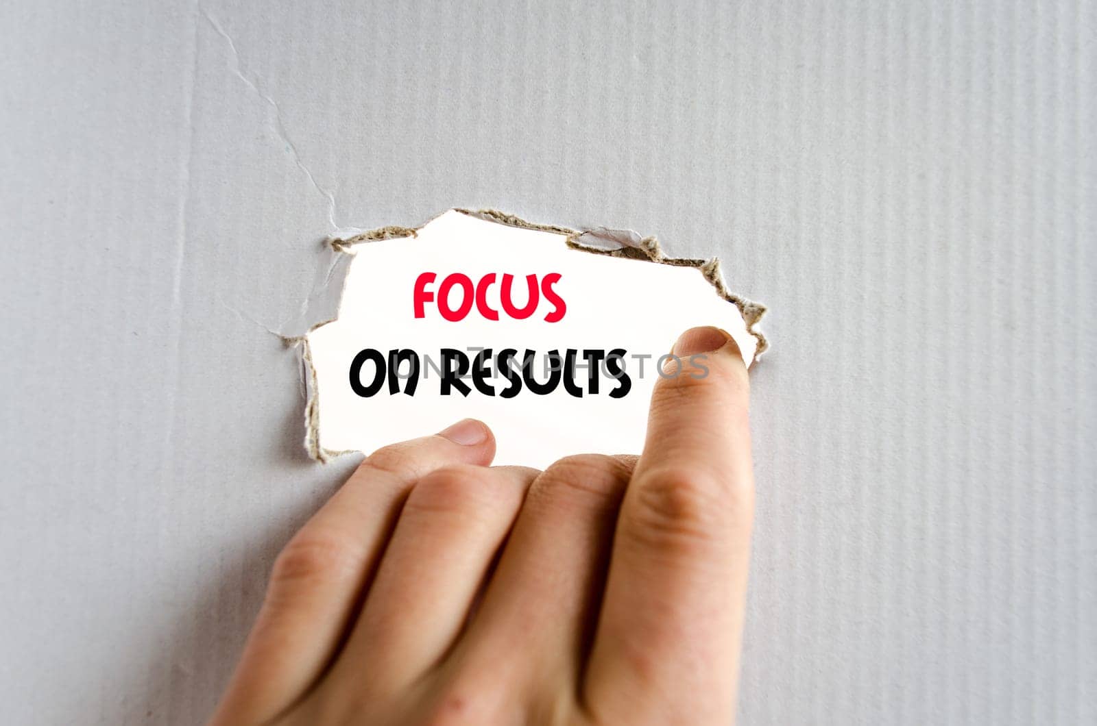 Focus on results text concept isolated over white background
