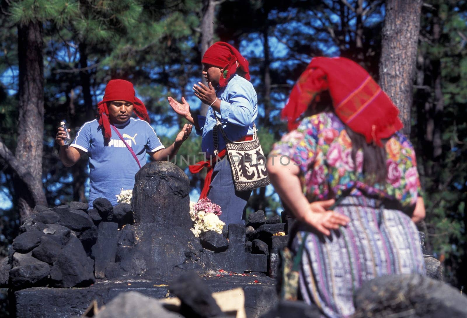 a religion ceremony in the old town in the city of Antigua in Guatemala in central America.