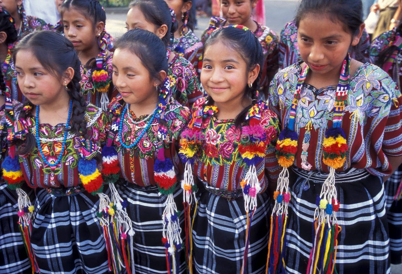 childer at a dance shoe in the old town in the city of Antigua in Guatemala in central America.