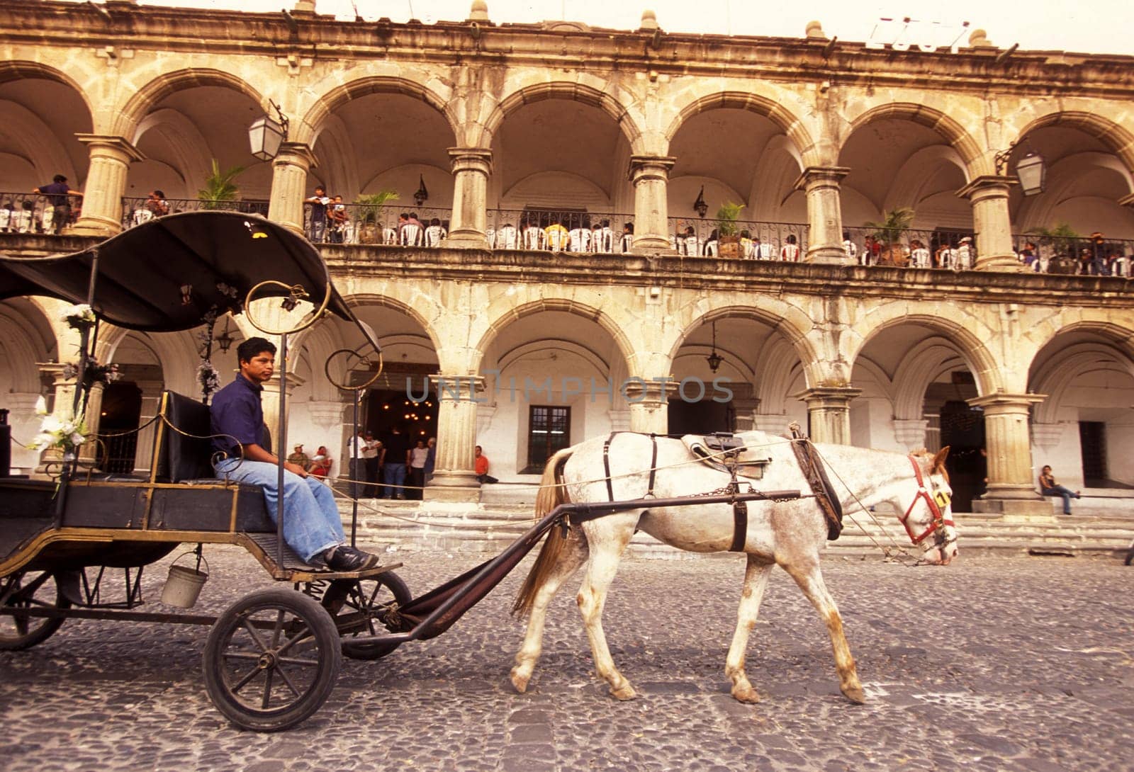 the main square in the old town in the city of Antigua in Guatemala in central America.