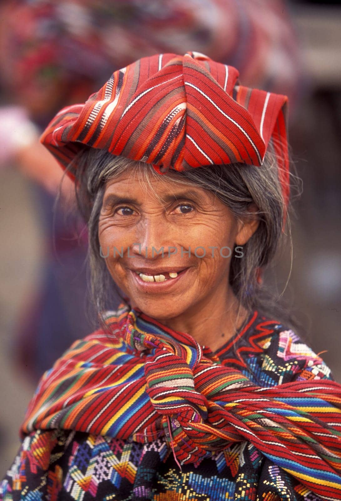 people in traditional clotes at the Market in the Village of  Chichi or Chichicastenango in Guatemala in central America.