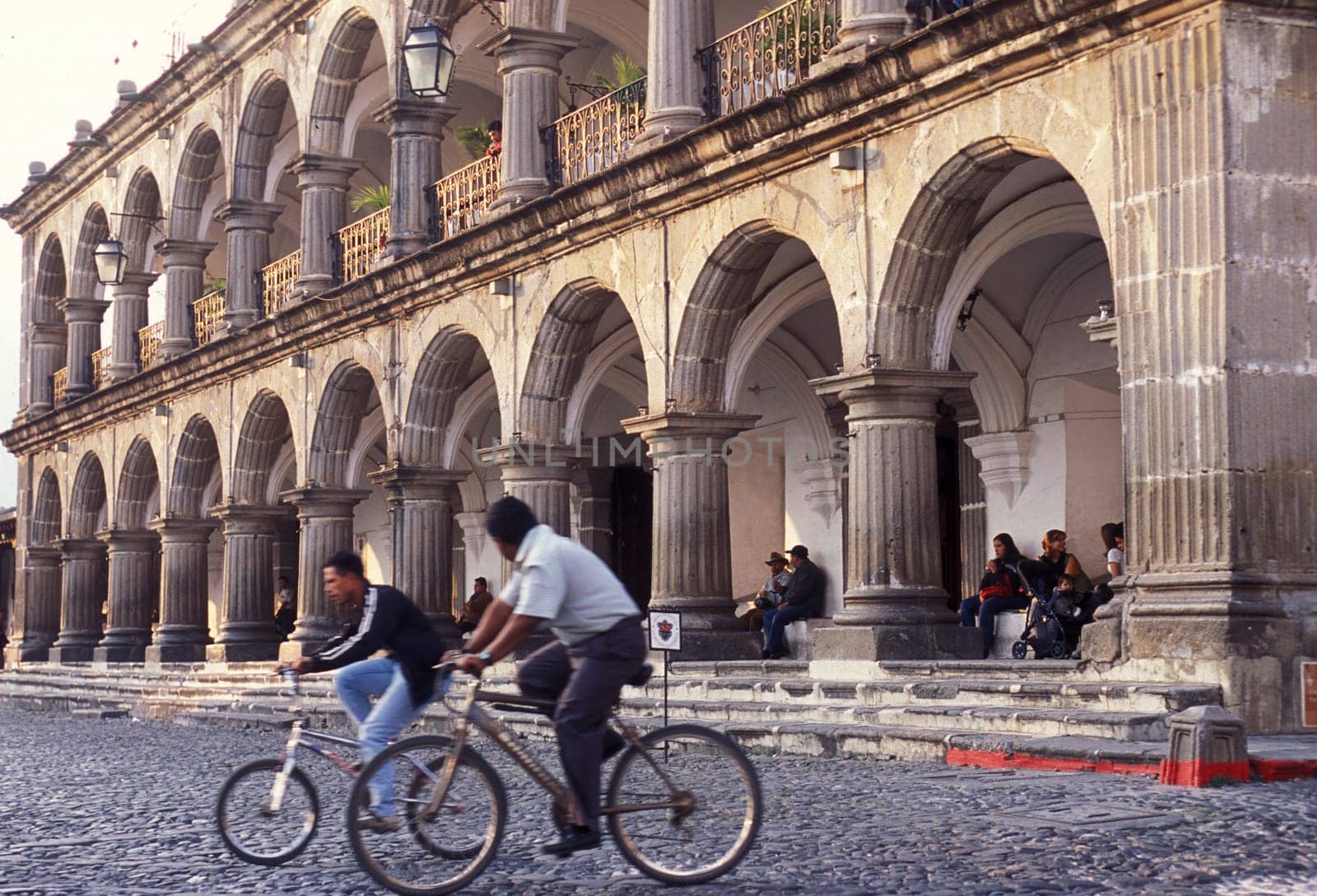 the main square in the old town in the city of Antigua in Guatemala in central America.