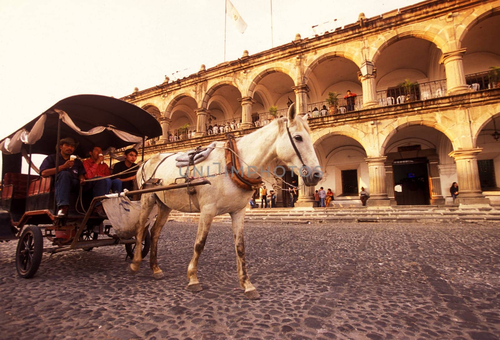 the main square in the old town in the city of Antigua in Guatemala in central America.