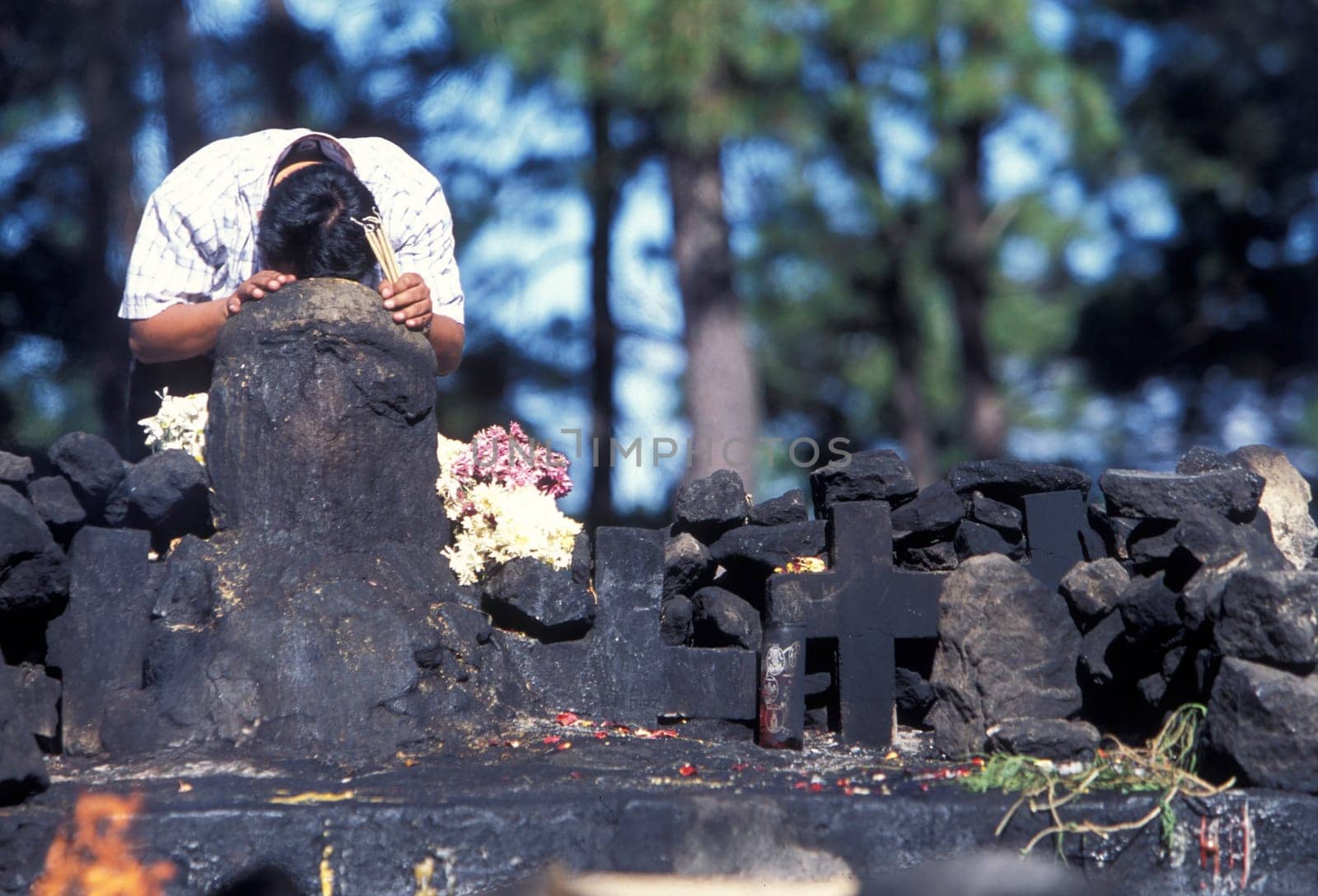 a religion ceremony in the old town in the city of Antigua in Guatemala in central America.