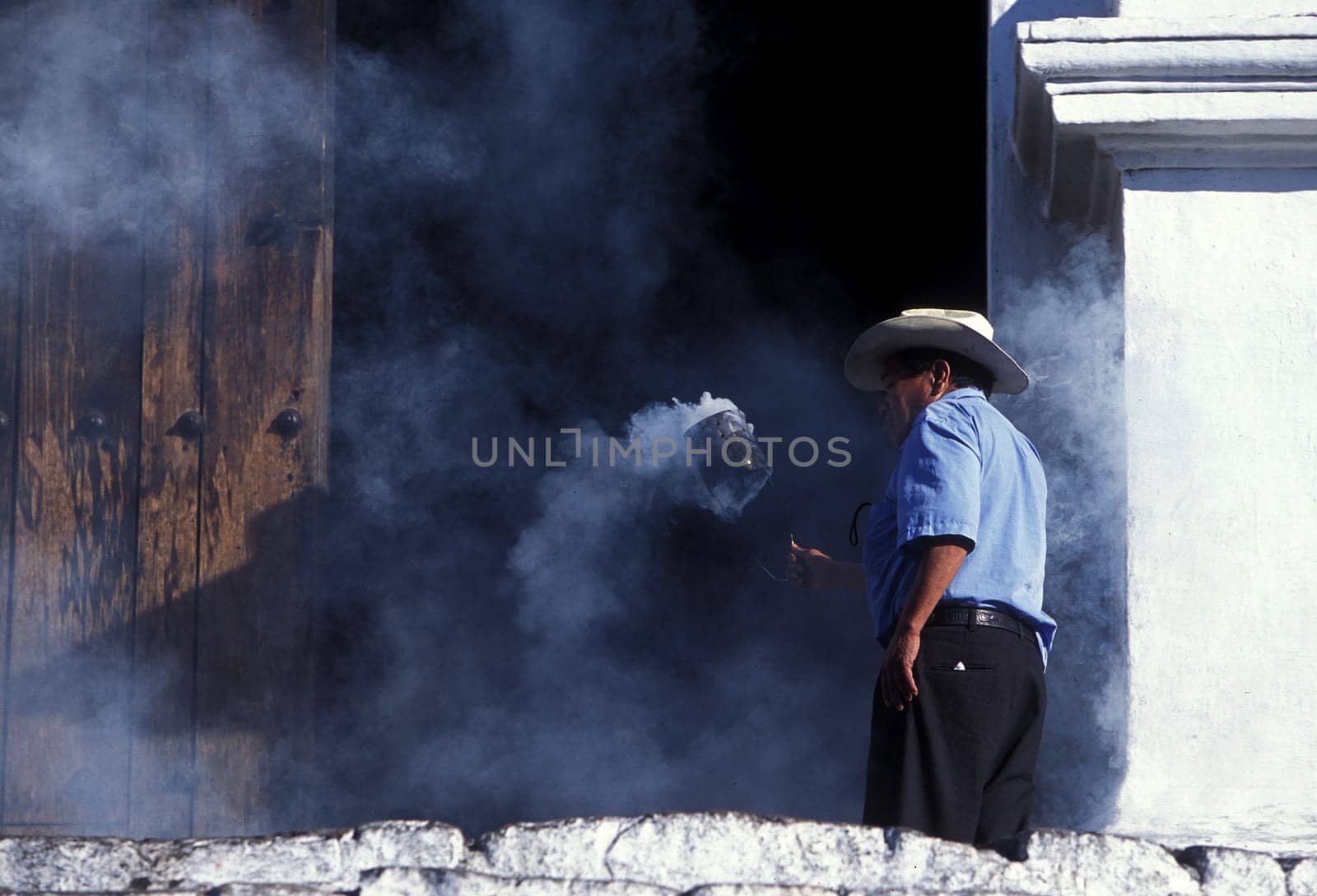 the church in the Village of Chichi or Chichicastenango in Guatemala in Central America.