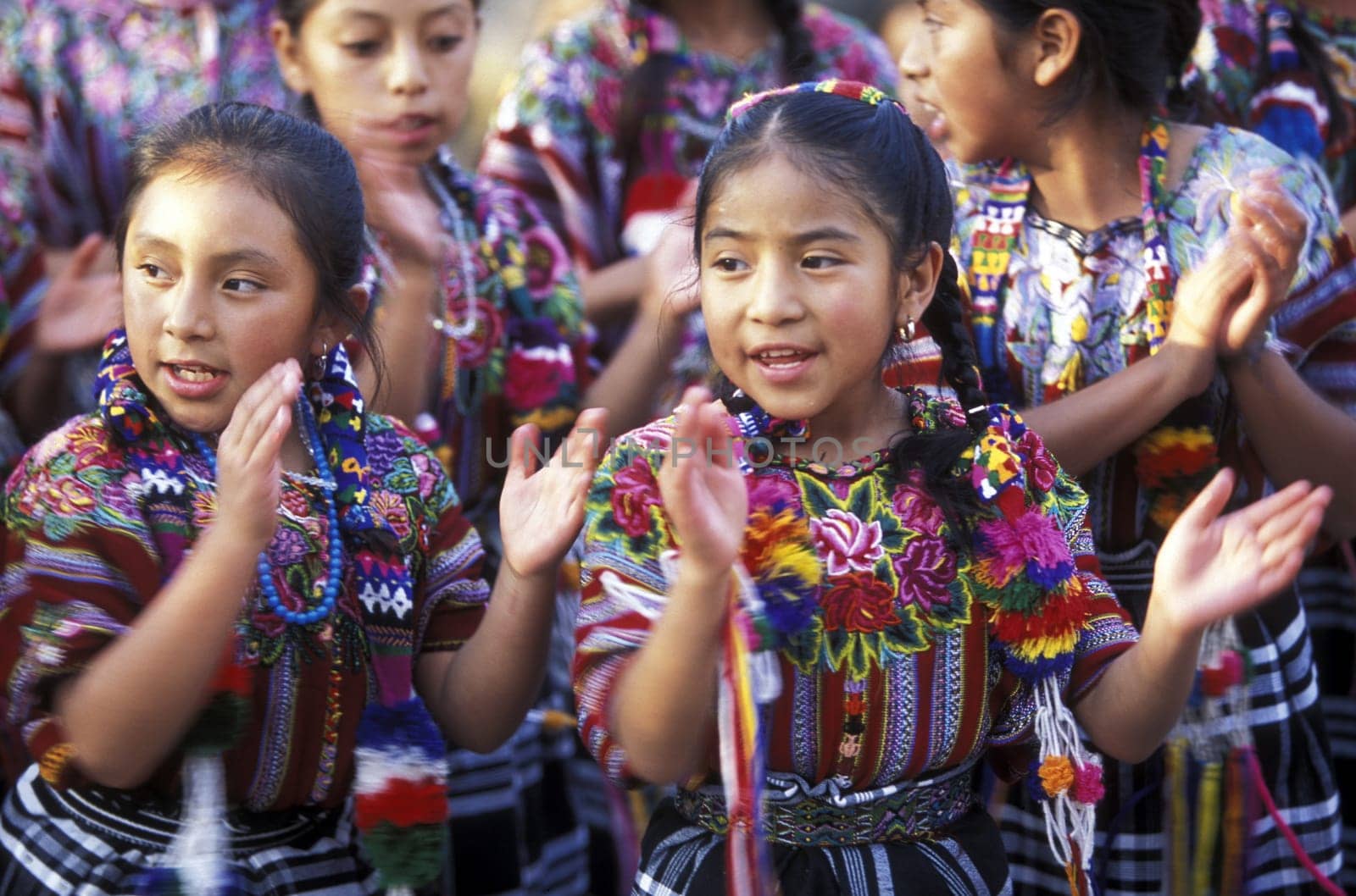People in traditional clotes in the Village of Chichi or Chichicastenango in Guatemala in Central America.