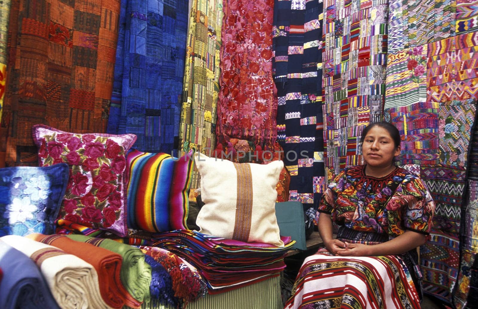 People in traditional clotes in the Village of Chichi or Chichicastenango in Guatemala in Central America.