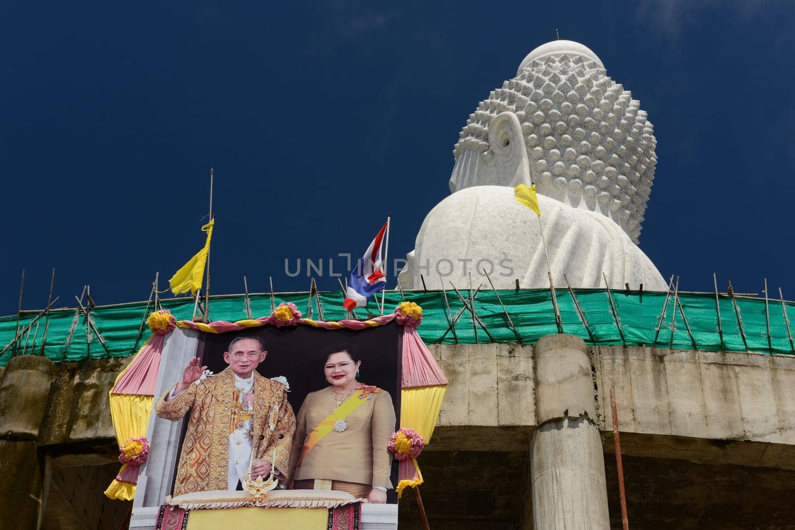the big Buddha at the Wat Chalong on the Phuket Island in the south of Thailand in Southeastasia...