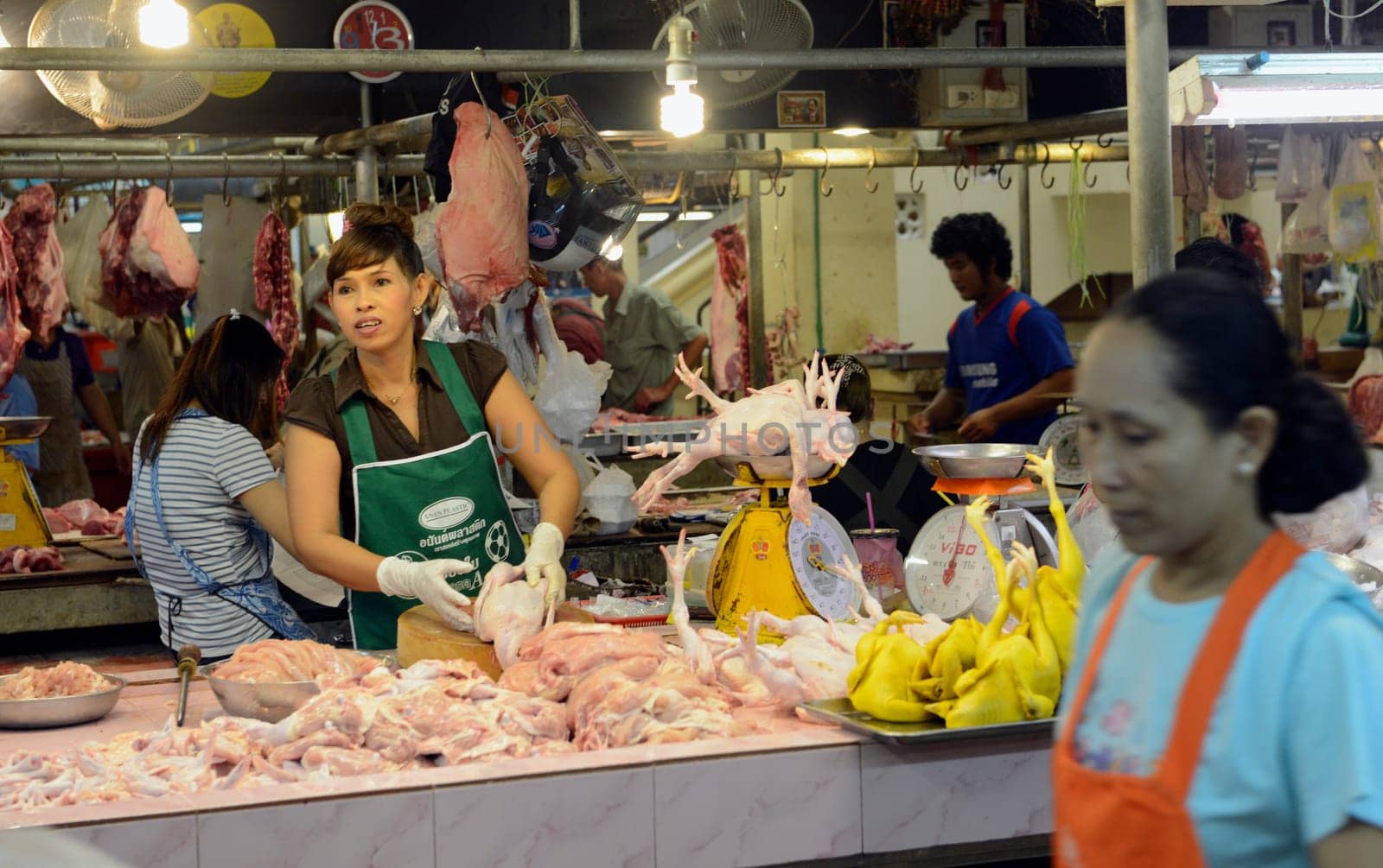 chicken at the day Market in the city of Phuket on the Phuket Island in the south of Thailand in Southeastasia...