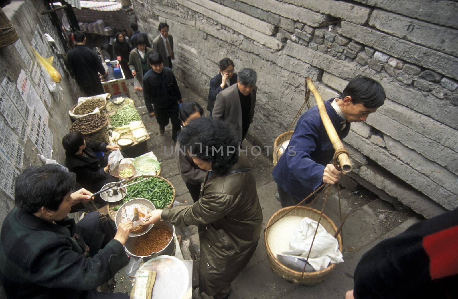 the Market streets of Chongqing in the province of Sichuan in china in east asia.