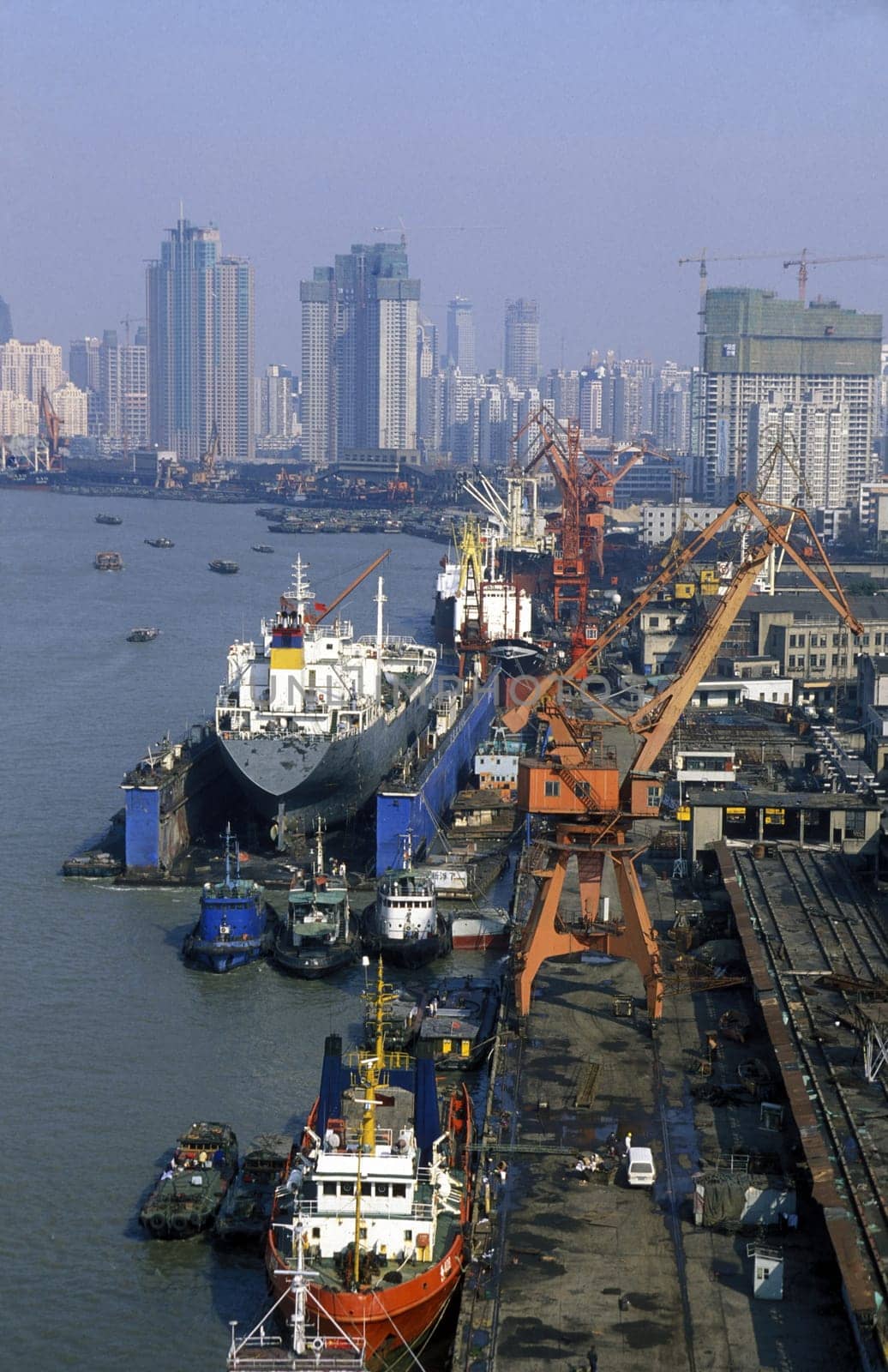 the Huangpu River in the City of Shanghai in china in east asia.